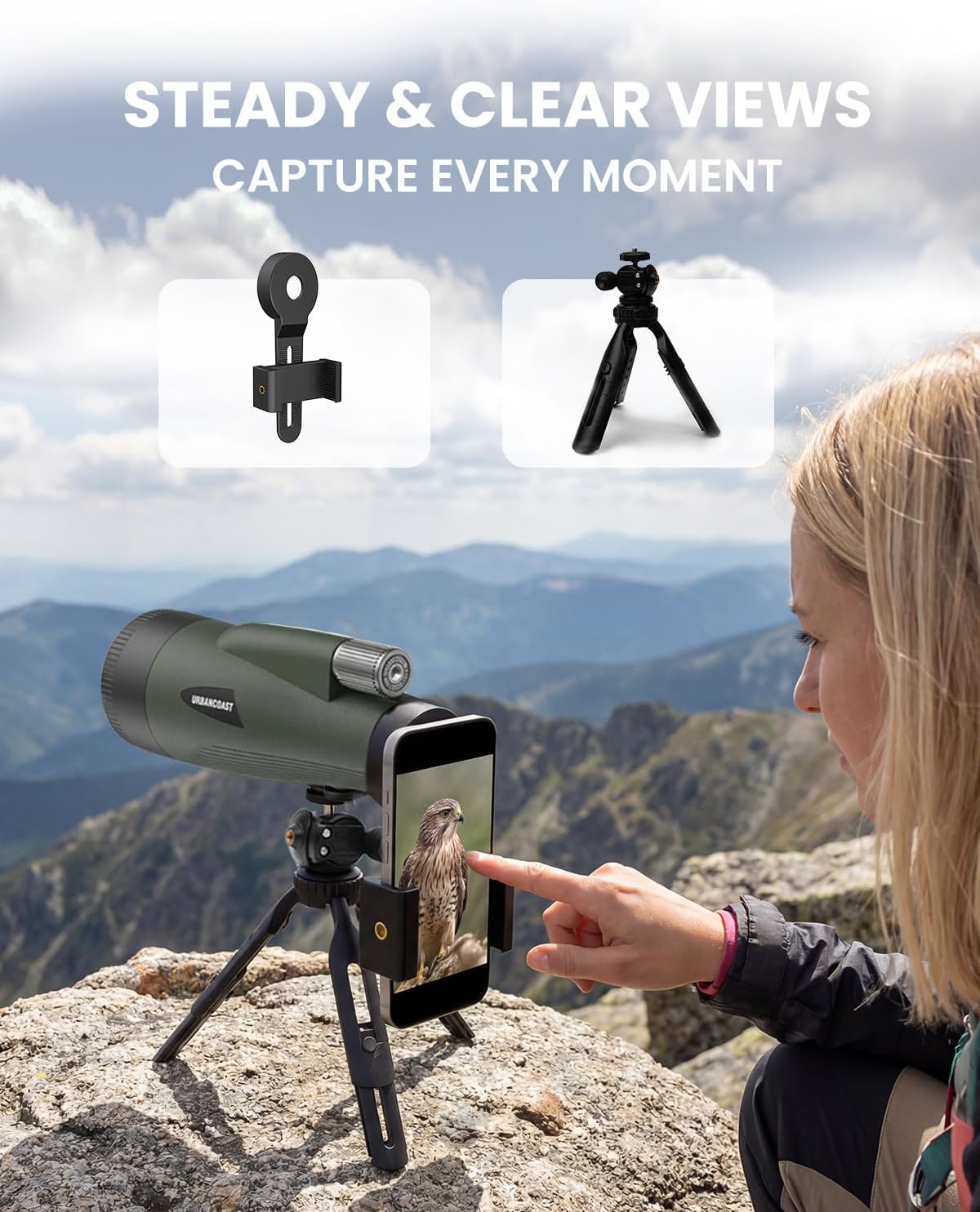15x65 Monoculars for Adults High Powered - Monocular Telescope with Phone Adapter & Tripod - Super Bright Waterproof Monocular with BAK4 Prism & FMC Lens - Monoculars for Bird Watching Travel Hiking - Image 6