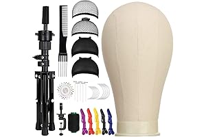 23 Inch Canvas Block Wig Head, Wig Stand Tripod with Head, Mannequin...