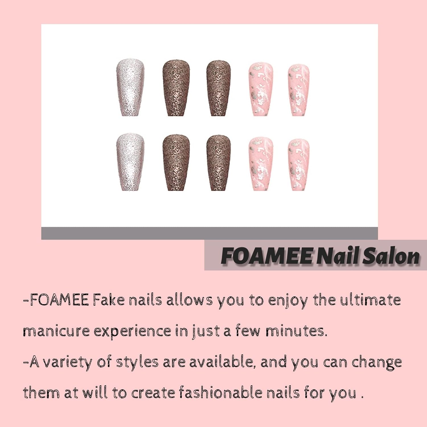Pink Luxury Press on Nails Long Coffin Bling Fake Nails with Designs Acrylic Glossy False Nails for Women 6 Pink Luxury Press on Nails Long Coffin Bling Fake Nails with Designs Acrylic Glossy False Nails for Women
