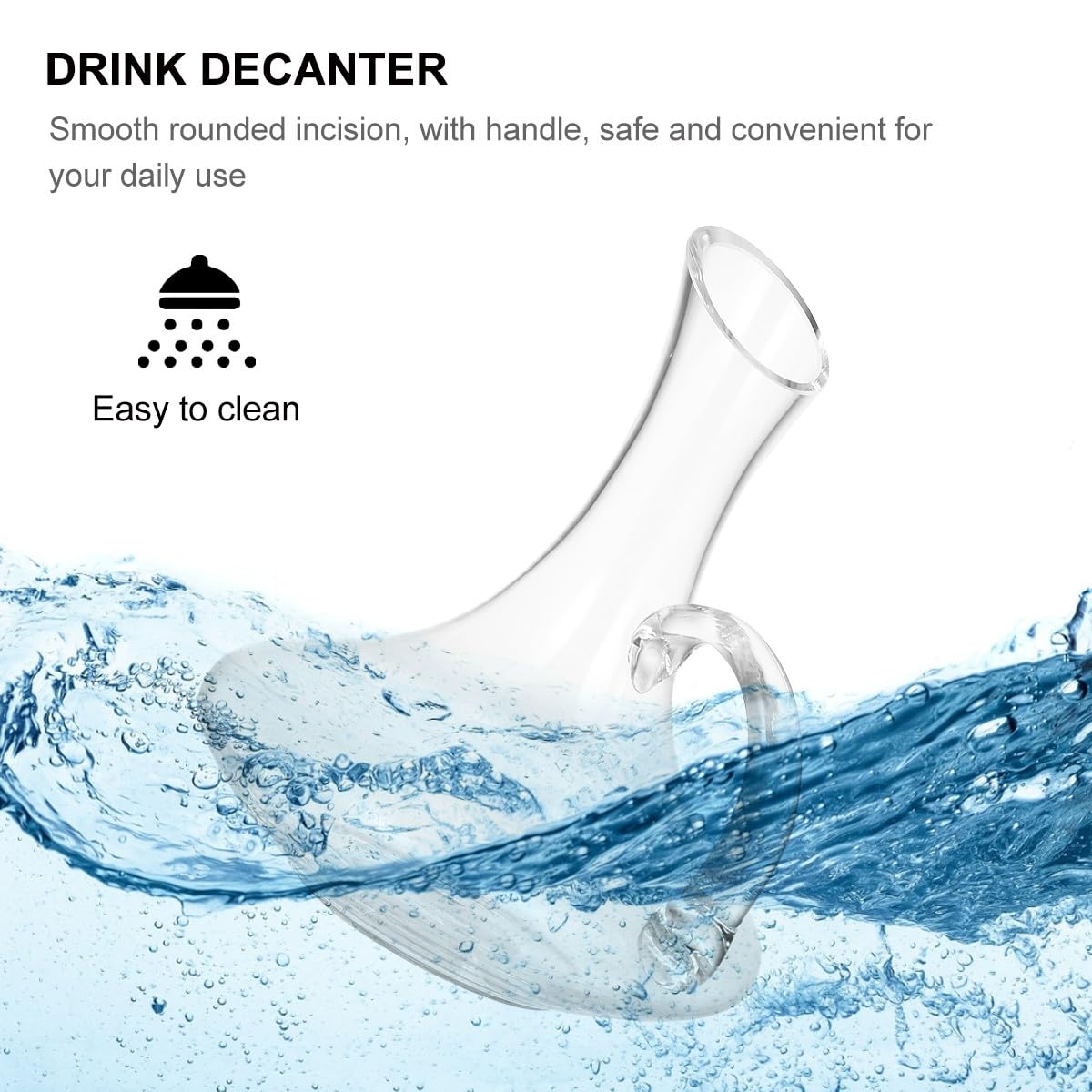 Decantador de Vino Tinto de Vidrio sin Plomo con Asa Boca Inclinada 1 Unidad Dispensador para Hogar y Fiestas Recipiente Transparente para Vino y Bebidas