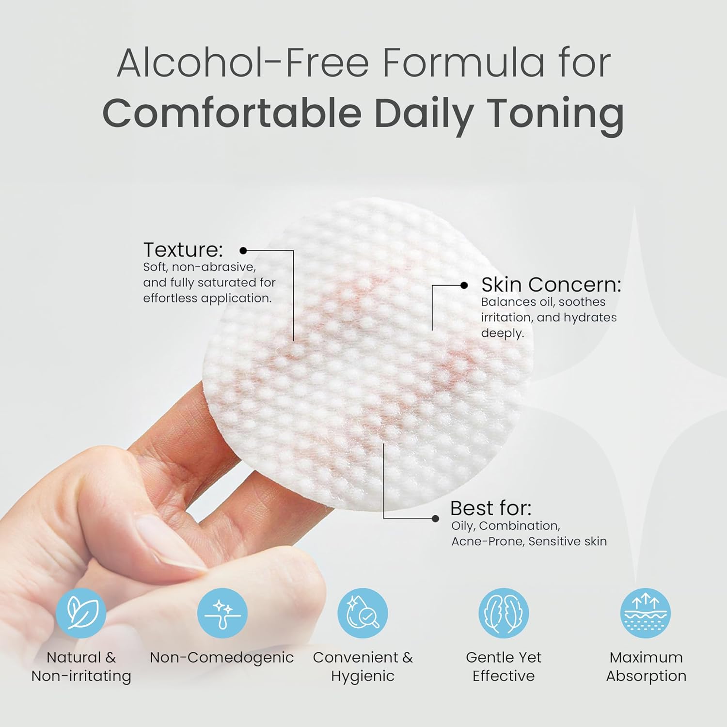 La Pure Korean Toner Pads, Large, 100 Ct, with Witch Hazel, Centella Asiatica & Niacinamide, Alcohol-Free, Gentle Exfoliating Pore & Dark Spot Care