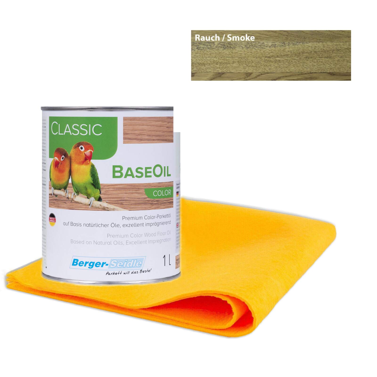 Berger Seidle Classic Base Oil | Aceite de parquet prémium con impregnación profunda | materias primas 100% naturales | 1 litro + 1 paño de cuidado supersuave (humo)