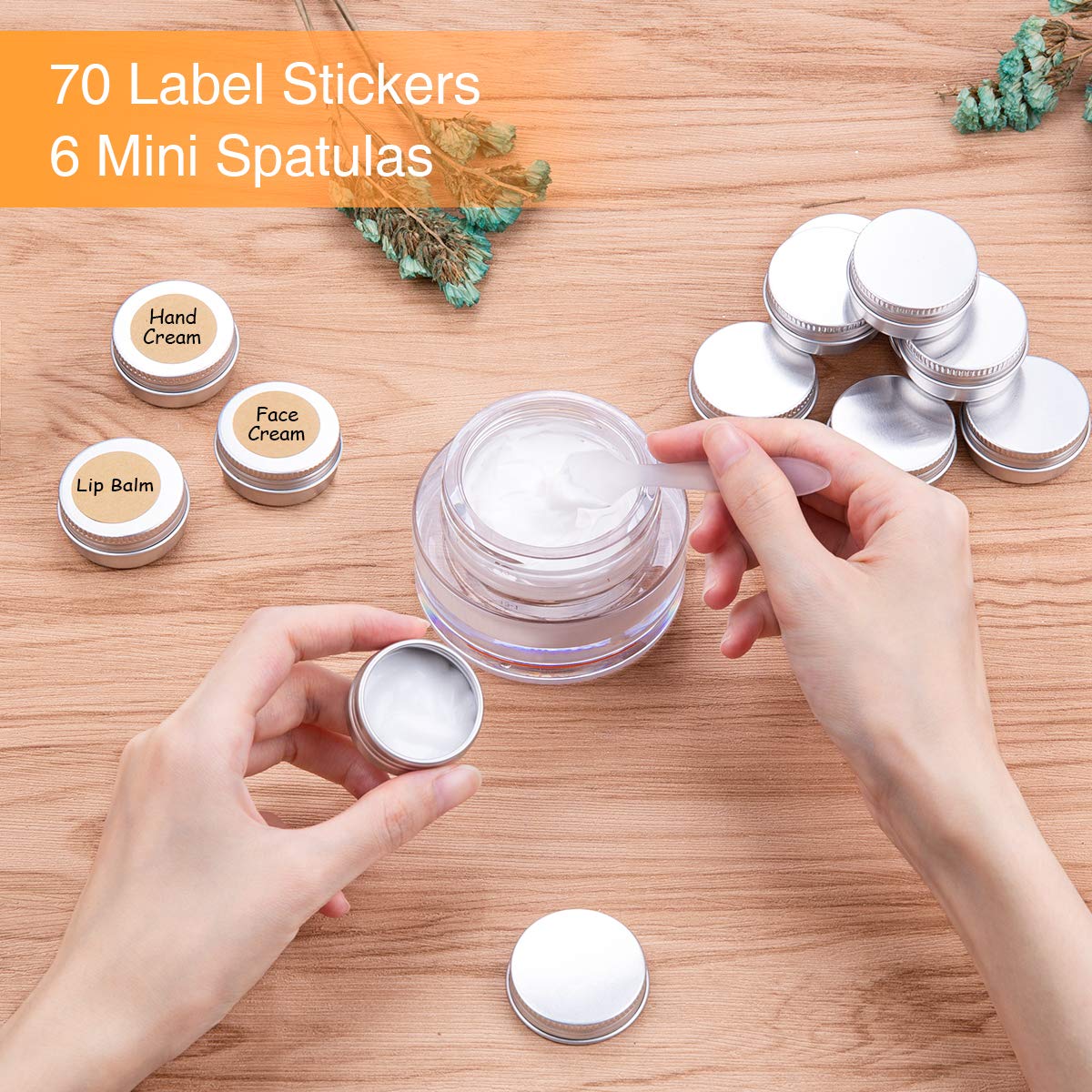 30 Barattolini In Alluminio Da 15ml - Con Spatole E Etichette, Per Cosmetici E Balsami - Foto 4