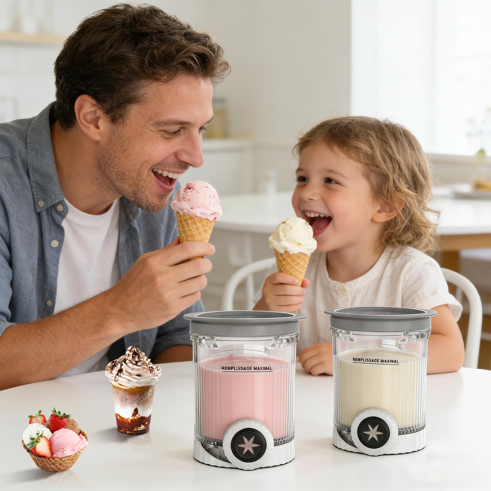 4 Stück Eisbehälter 480 ml für Ninja Swirl NC700 / NC701EU, Eiscreme Behälter für Ninja Eismaschine aus lebensmittelechtem Kunststoff mit Deckel, wiederverwendbar für Eis, Sorbet & Dessert