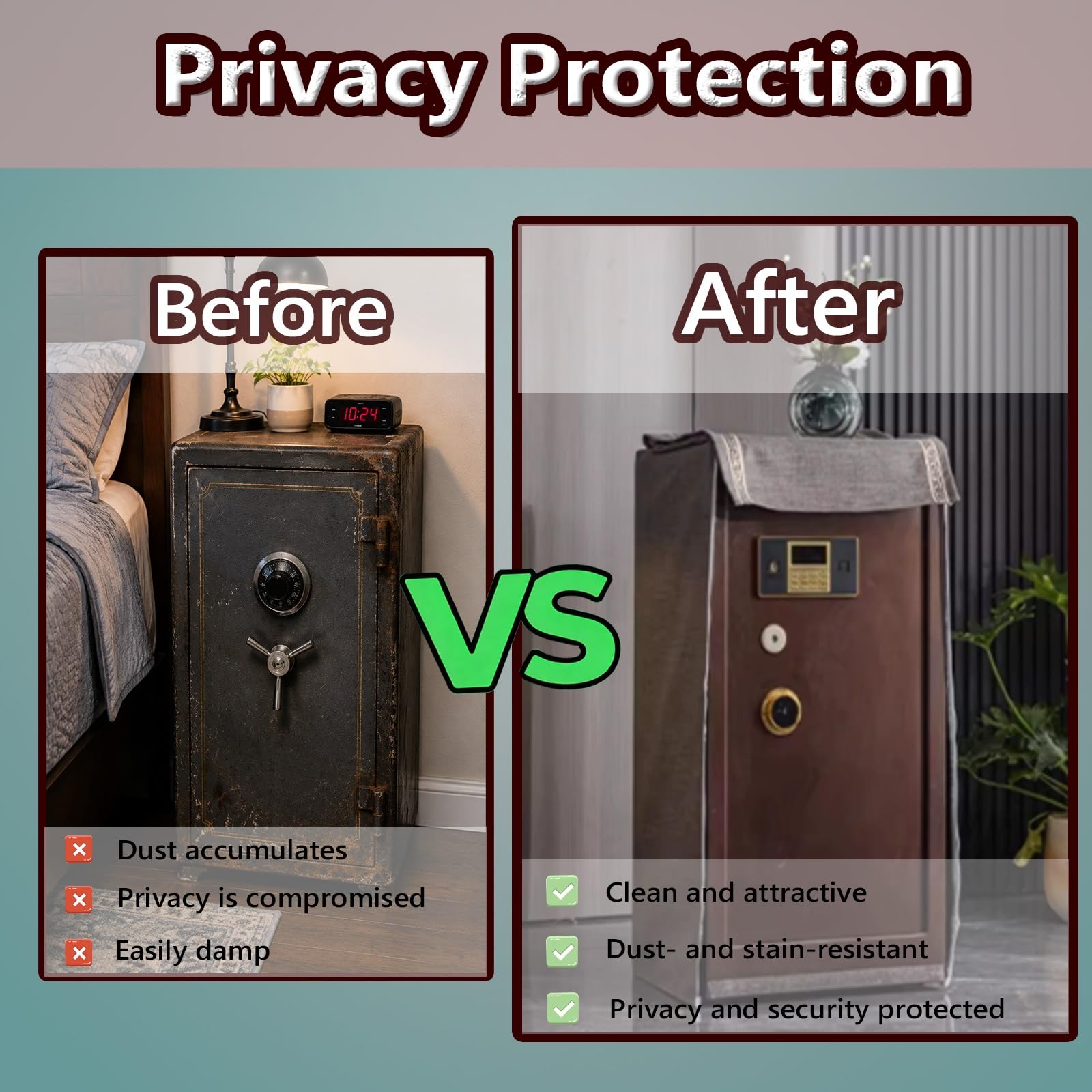 Copertura di sicurezza personalizzata con doppia cerniera, in tessuto misto, protezione sicura per armadietto, copertura antipolvere per comodino/frigorifero/audio/armadio