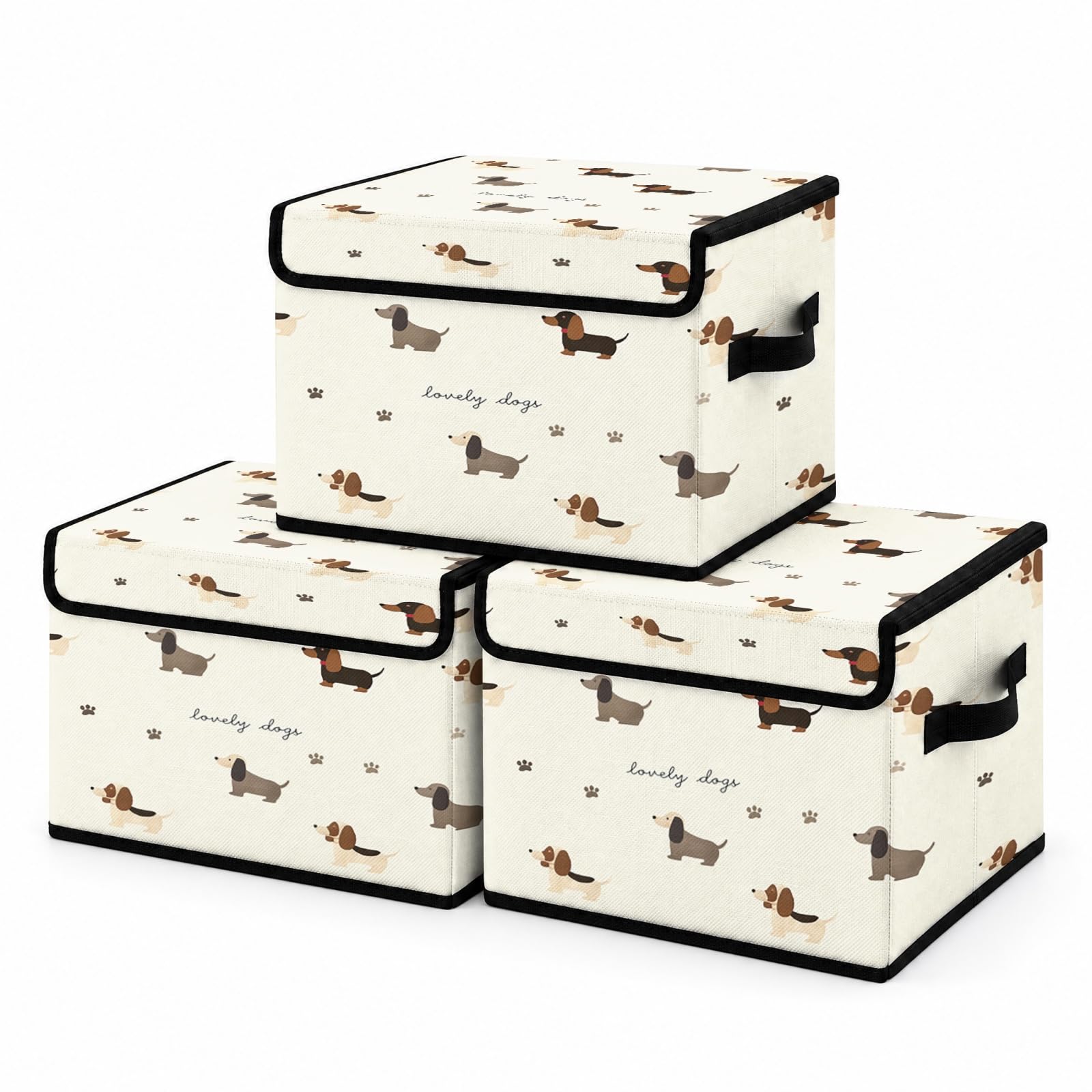 Stackable Clothes Storage Bins with Lids 3 Pack