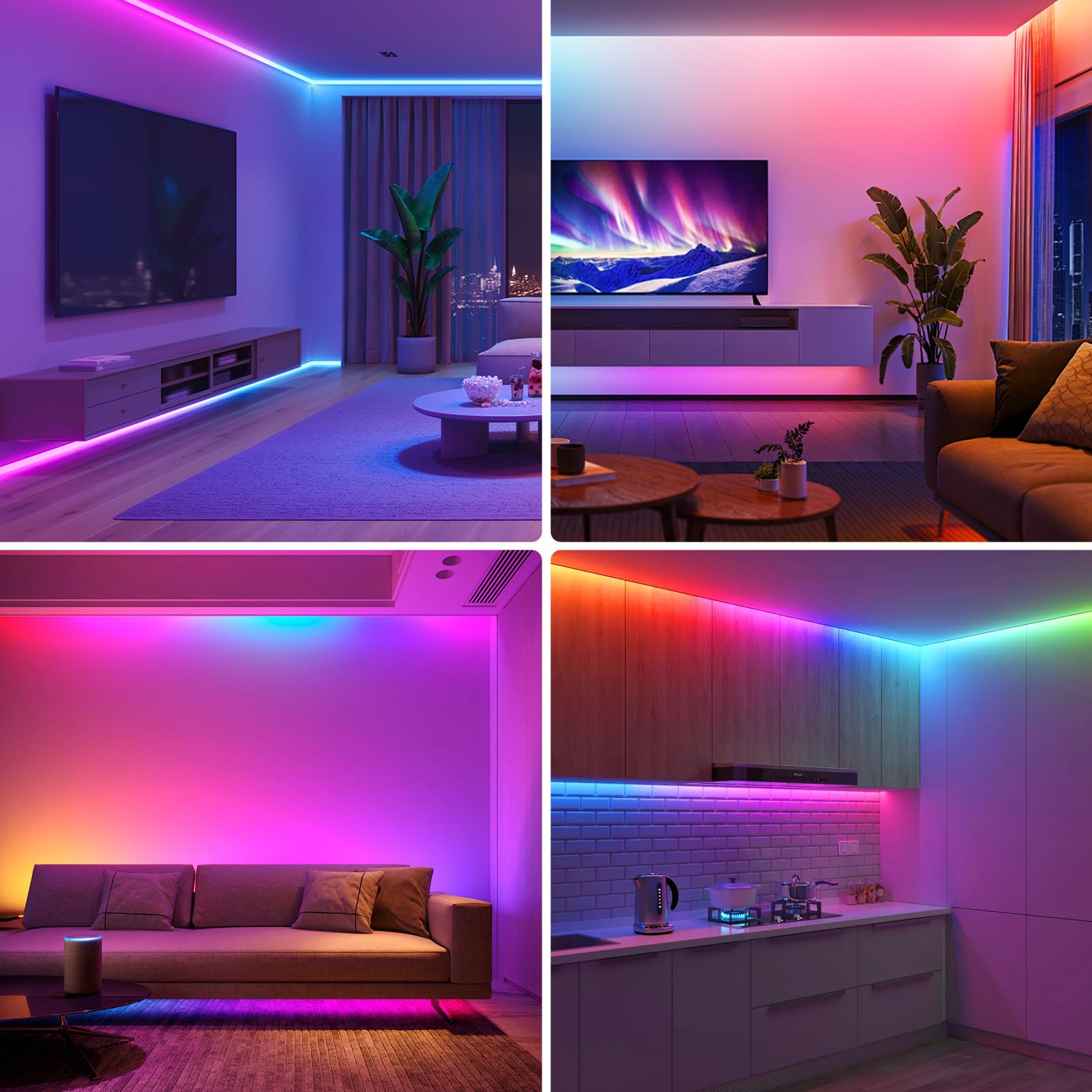 WS2812B COB LED Strip Kit, 1m 3mm Ultra Thin Smart IC RGB USB Light