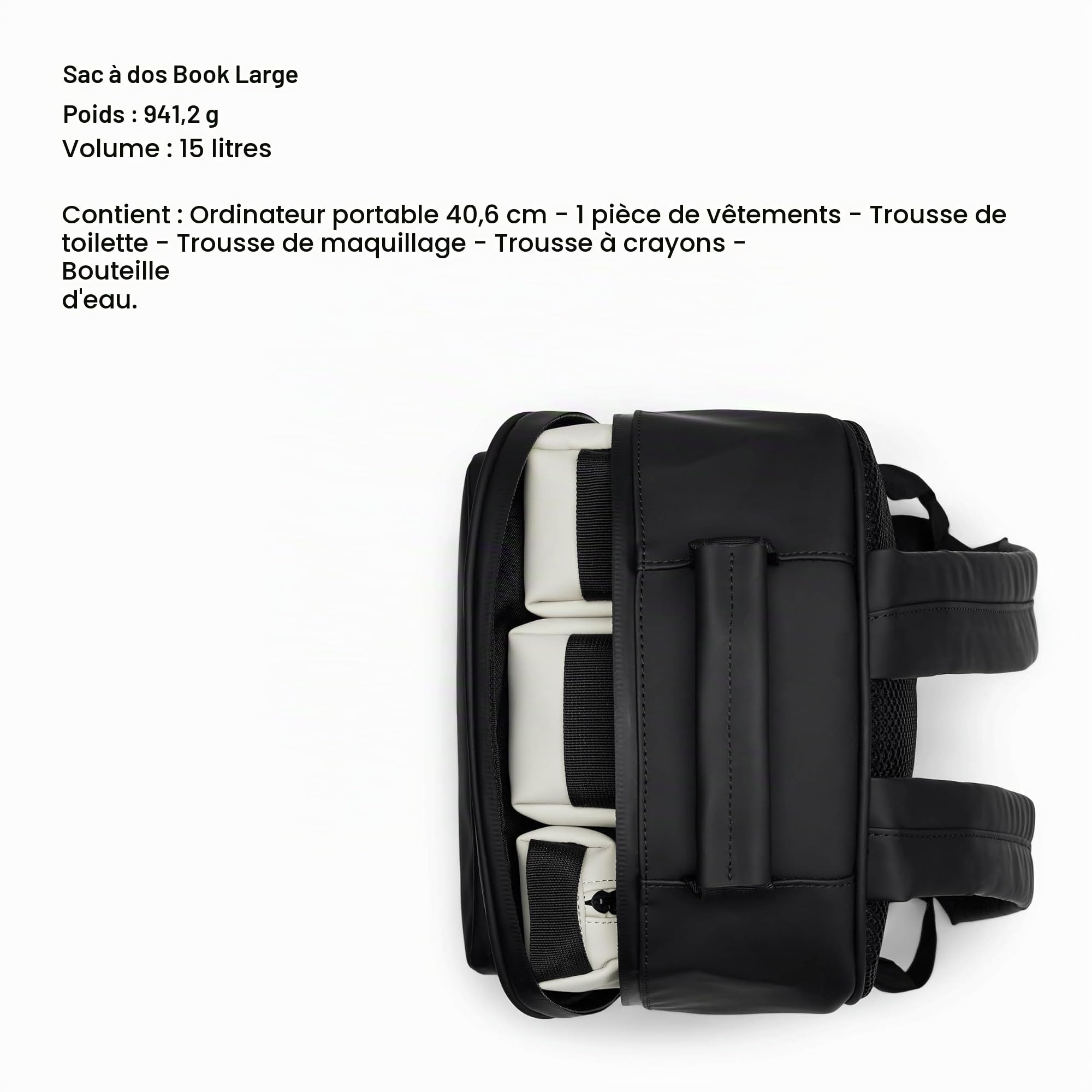 RAINS Sac à dos standard et grand format pour ordinateur portable, imperméable, noir