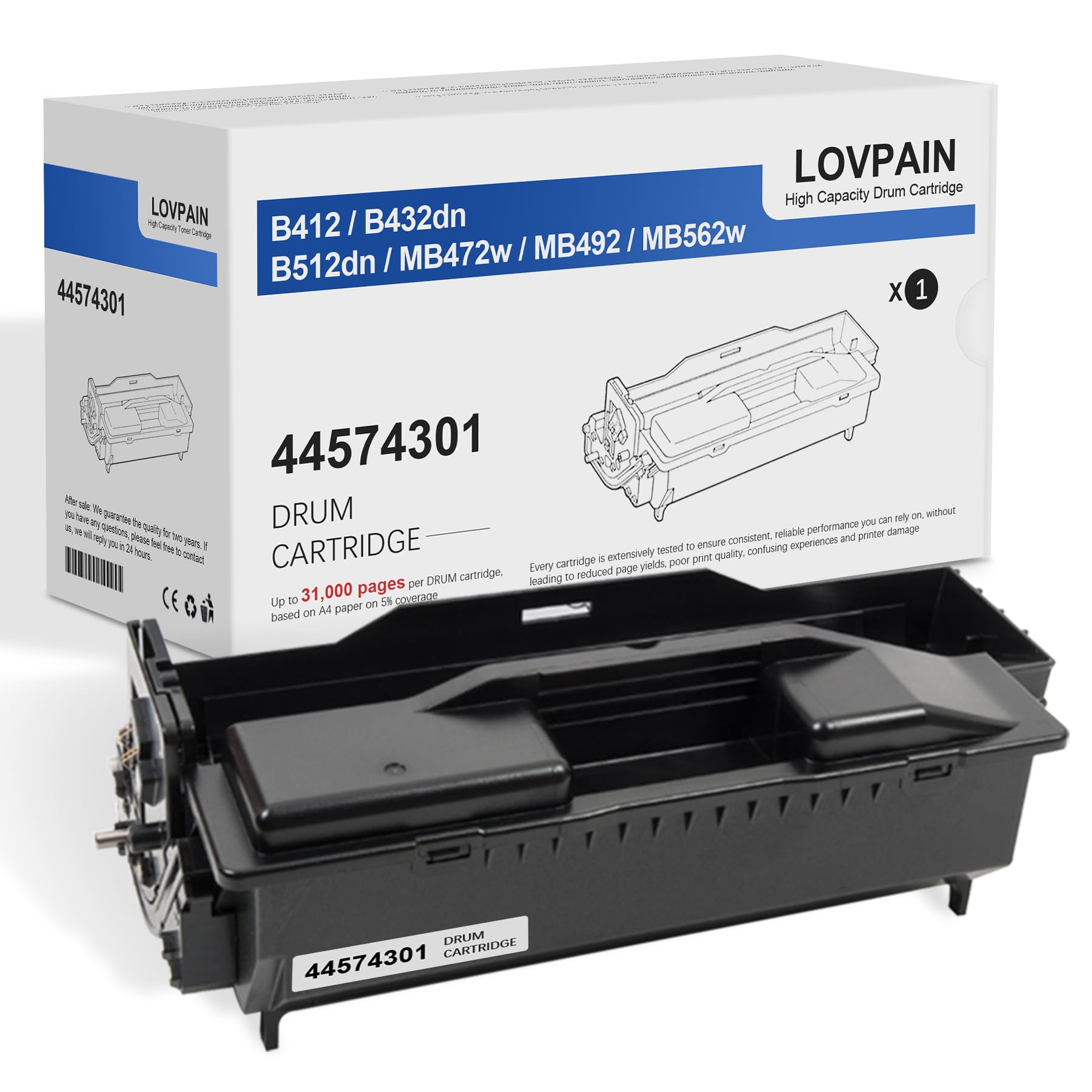 B411/B431 44574301 Black Drum Unit 1 Pack (Up to 31,000 Pages) - lopain Compatib