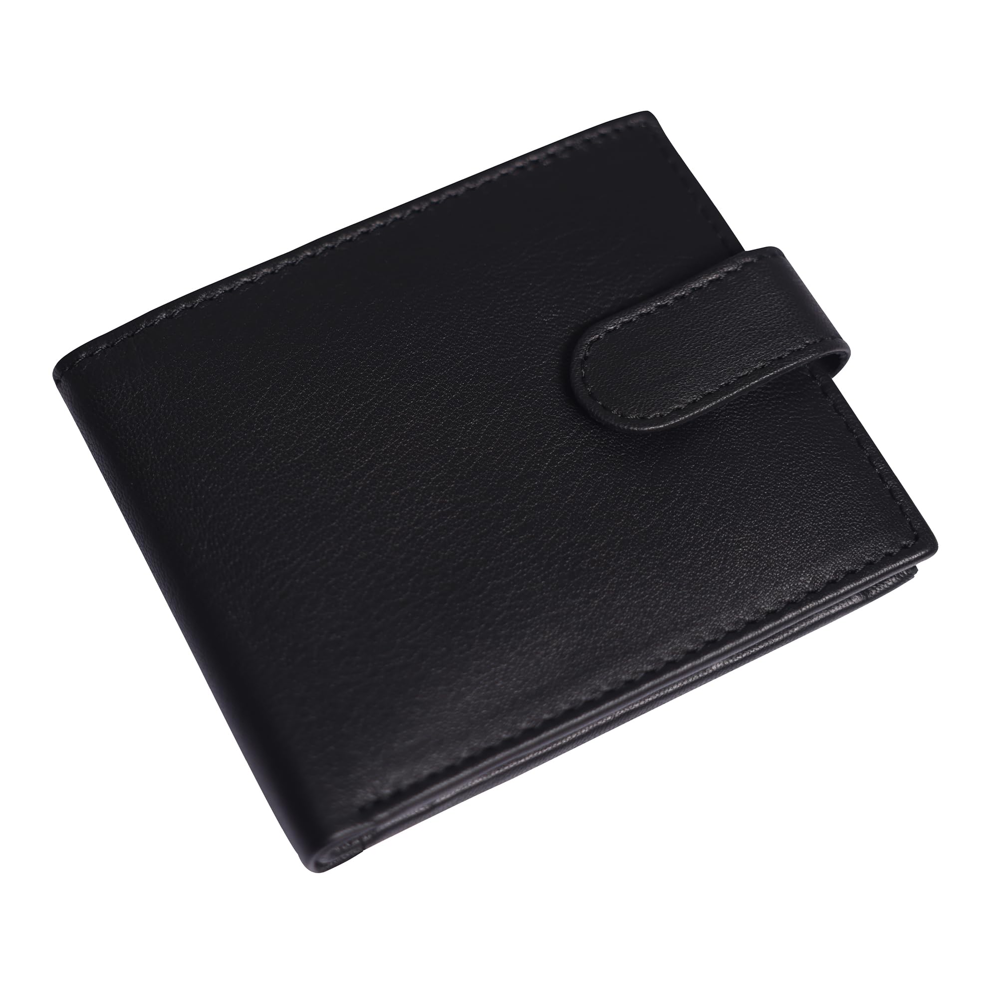 Biggs & BaneLeather Wallets for Men | RFID Blocking Full Grain Leather Card Wallet | Holds Upto 9 Cards, Currency, Coins and Pocket for AirTag | Slim and Compact Wallet with Tab Closure