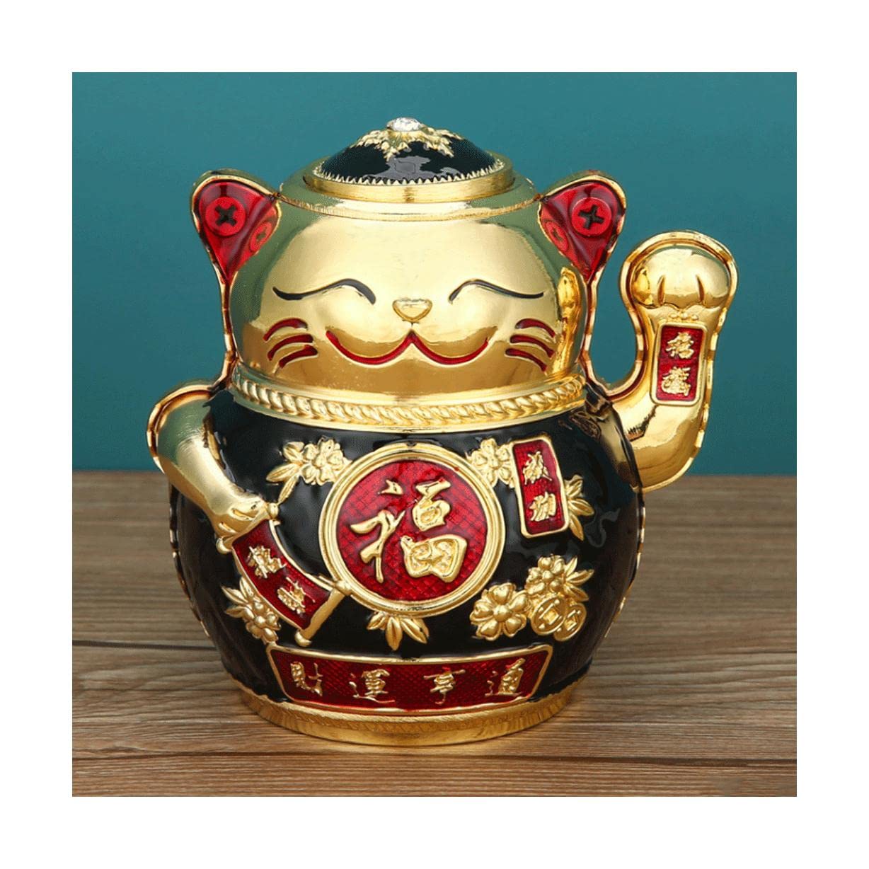 Wdwdw Black Toothpicks Dispenser Toothpick Box Fashion Gorgeous Holder Lucky Cat Push Type Container Creative