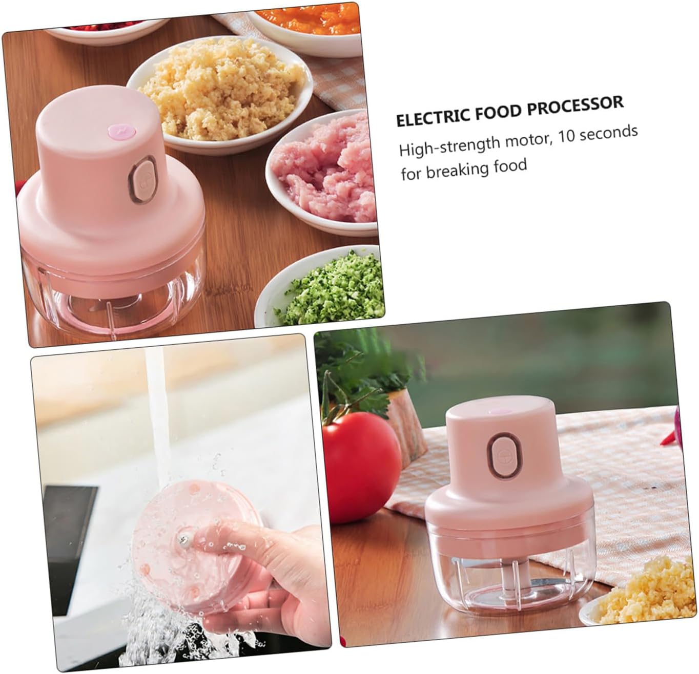 SHOWERORO Electric Garlic Mincer Chopper USB Rechargeable Food Processor Portable Vegetable Crusher for Garlic Ginger and Onions Easy to Use Kitchen Gadget