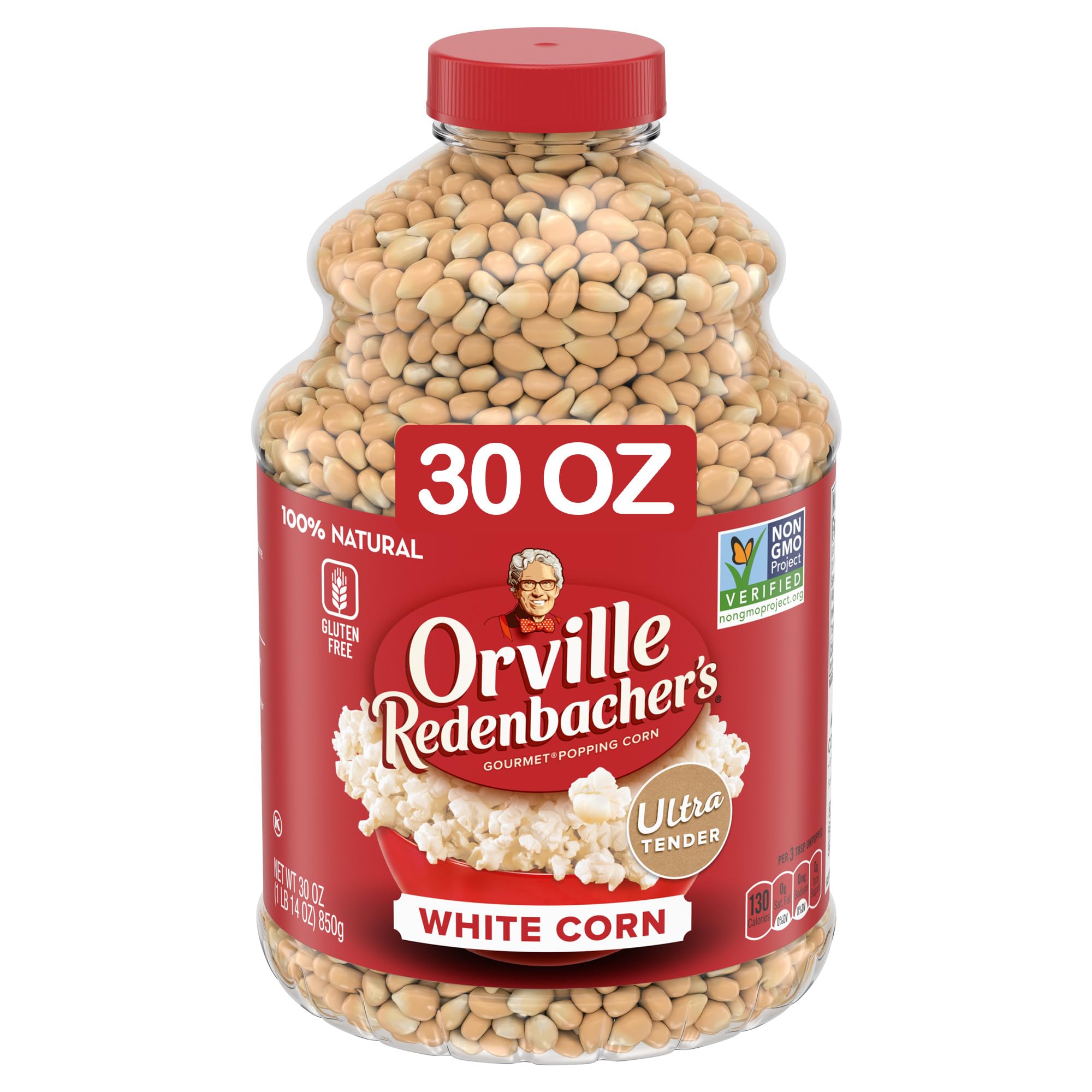 Orville Redenbacher's Popcorn Kernels, White Corn, 4g Fiber Per Serving, Movie Night Supplies, 30 oz.