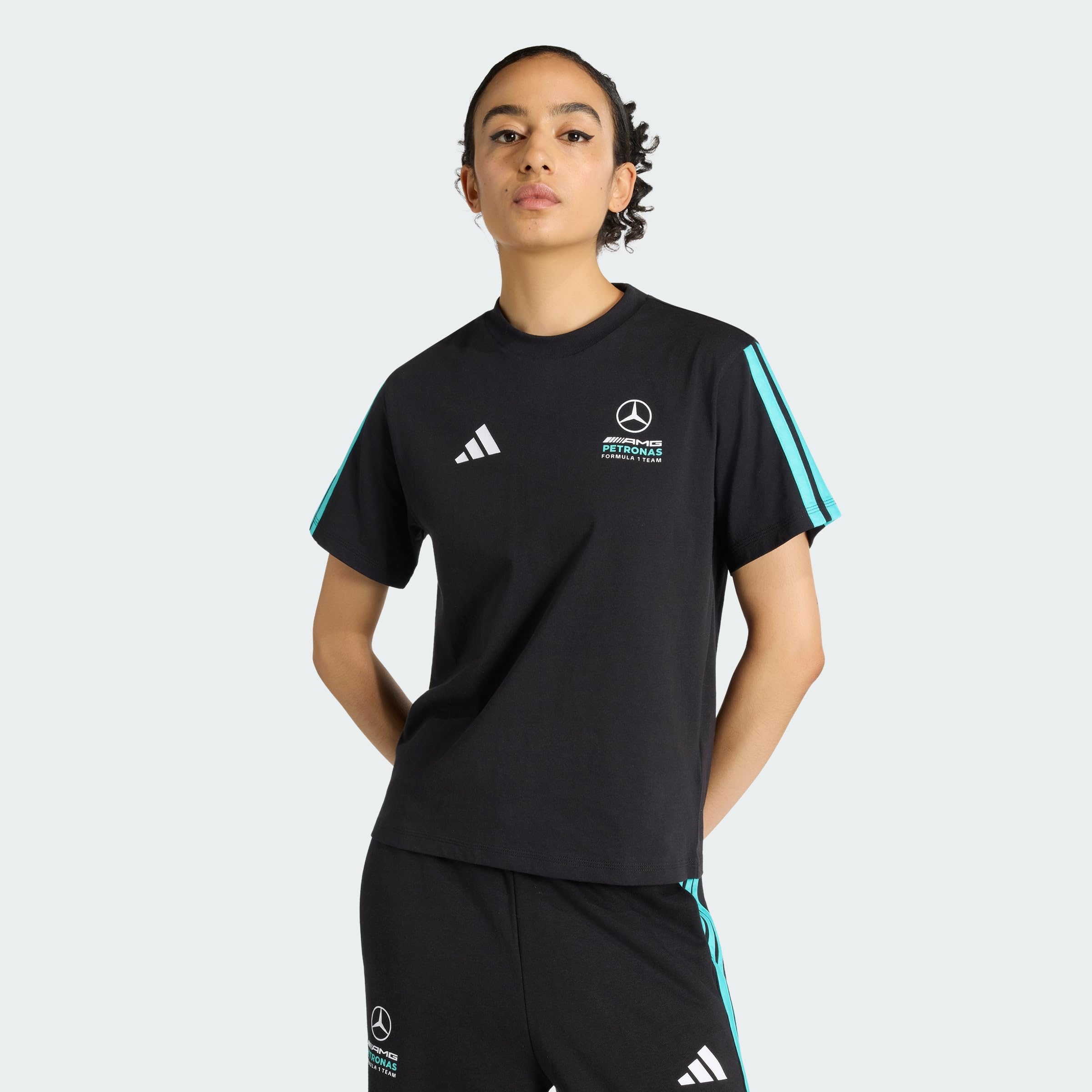 adidas Women's Mercedes - AMG Petronas Formula 1 Team DNA TEE, Black/semi Mint Rush, L
