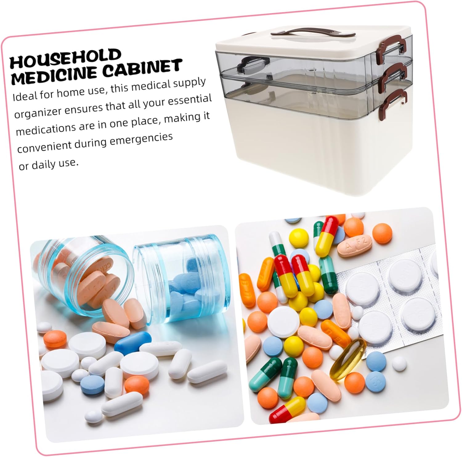 Large Capacity Medicine Storage Box with Multi-Layer Clear Compartments for Household Organization Compact and Clean Medical Supply Organizer Suitable for Home and Travel Use