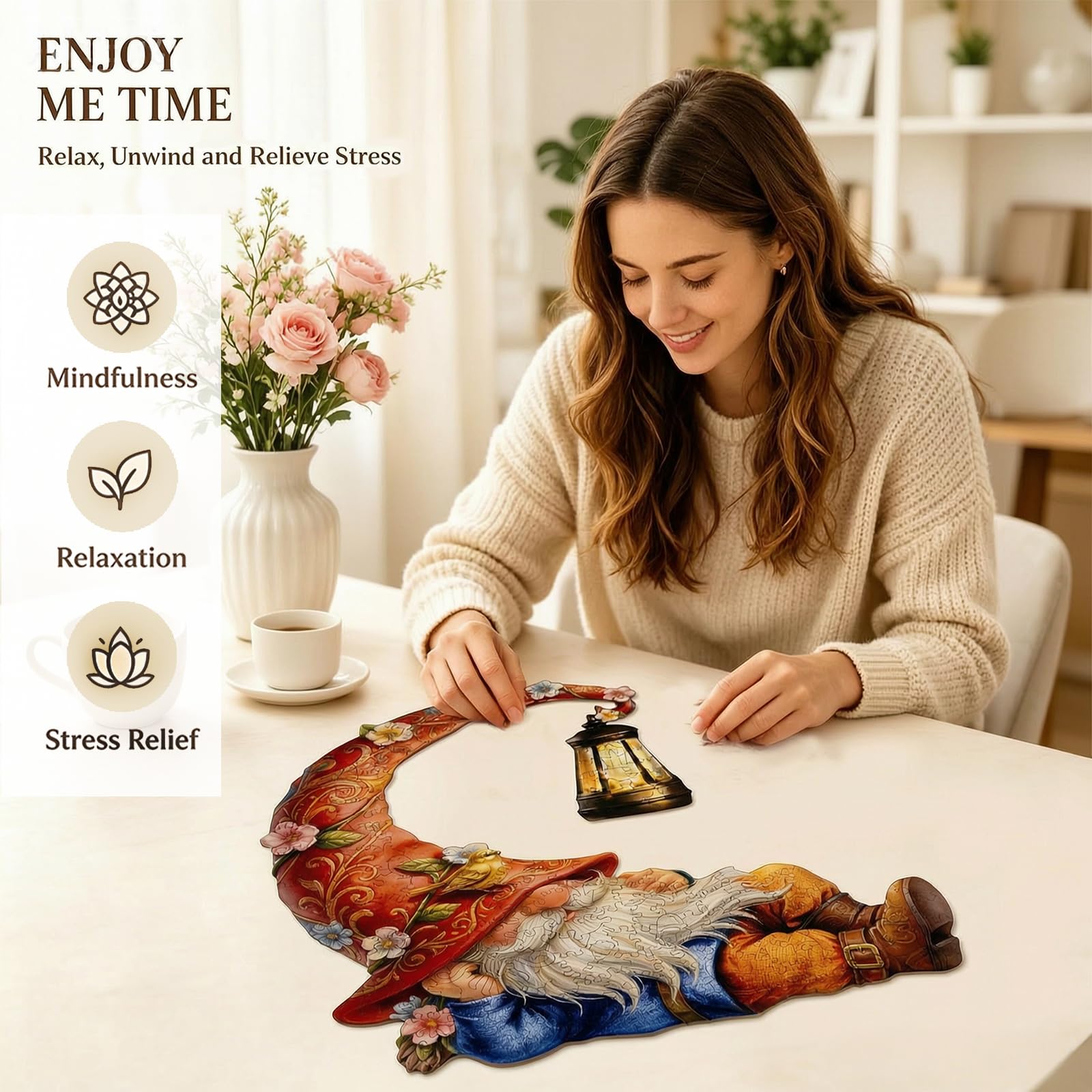 Puzzle en bois pour adultes, 300 pièces, nain paresseux avec pièces de forme unique, puzzle en bois irrégulier, cadeaux pour les amateurs de puzzle, grande taille