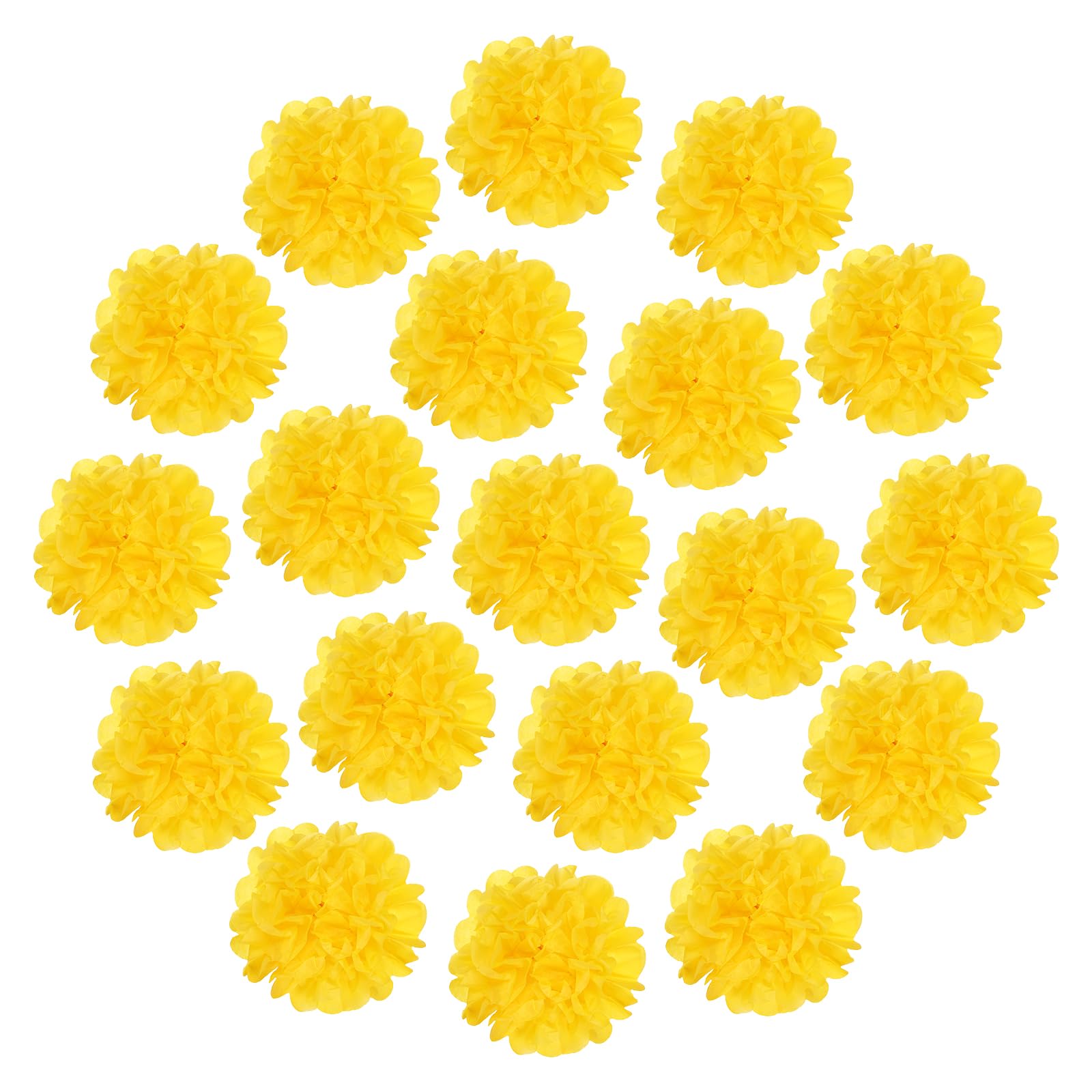 sourcing map 20Pcs Tissue Paper Pom Poms, 20cm Colorful Large Paper Flowers Wall Decorations for Fiesta Party Birthday Wedding Yellow