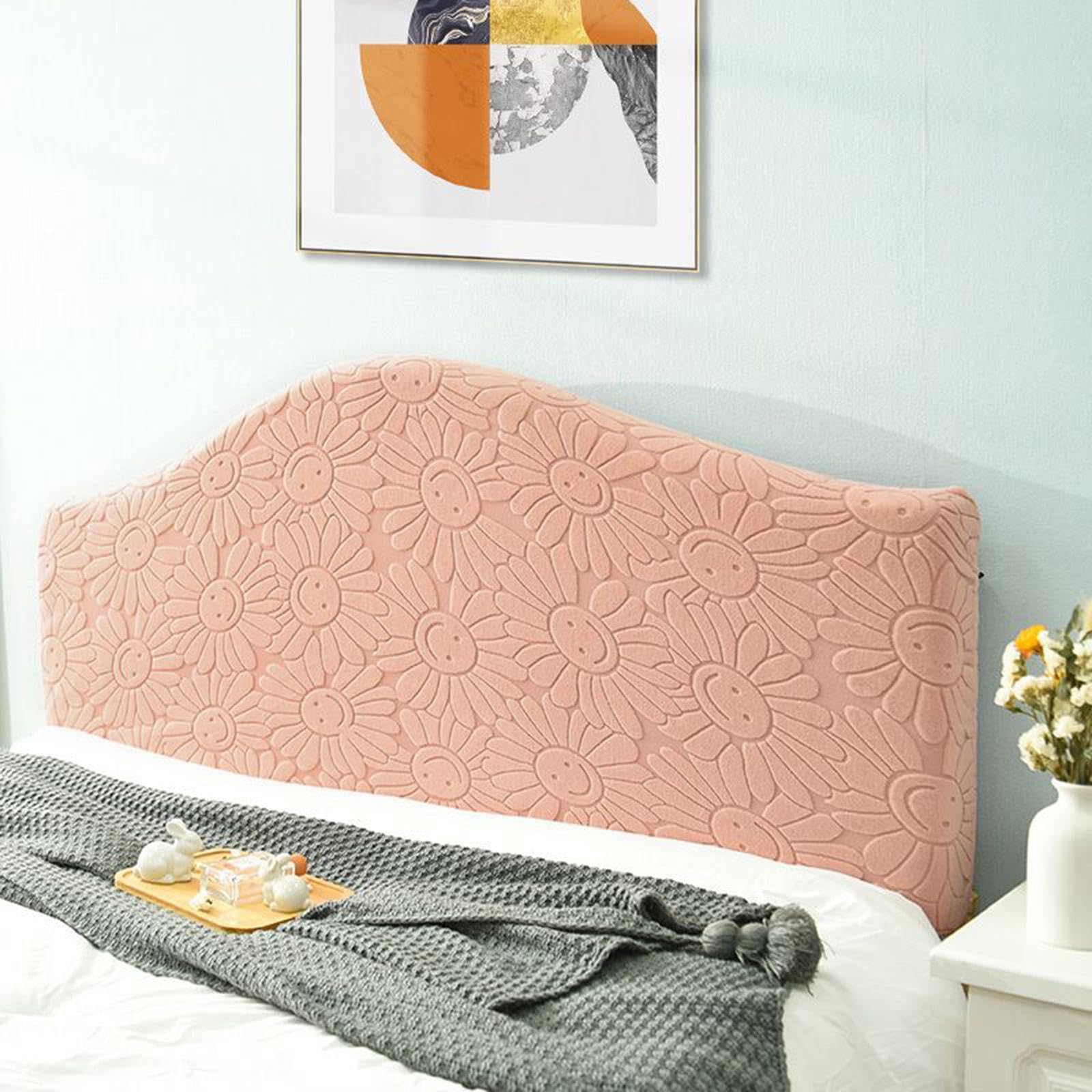 Ljqaizyl Pinkb Stretch Headboards Cover/Slipcover Single/King/Double Bed Headboard Protector Grey Backrest Cover All-Inclusive Curved Universal Bed Board Slip Cover Wood Leather Dust Cover ,-130Cm-150Cm