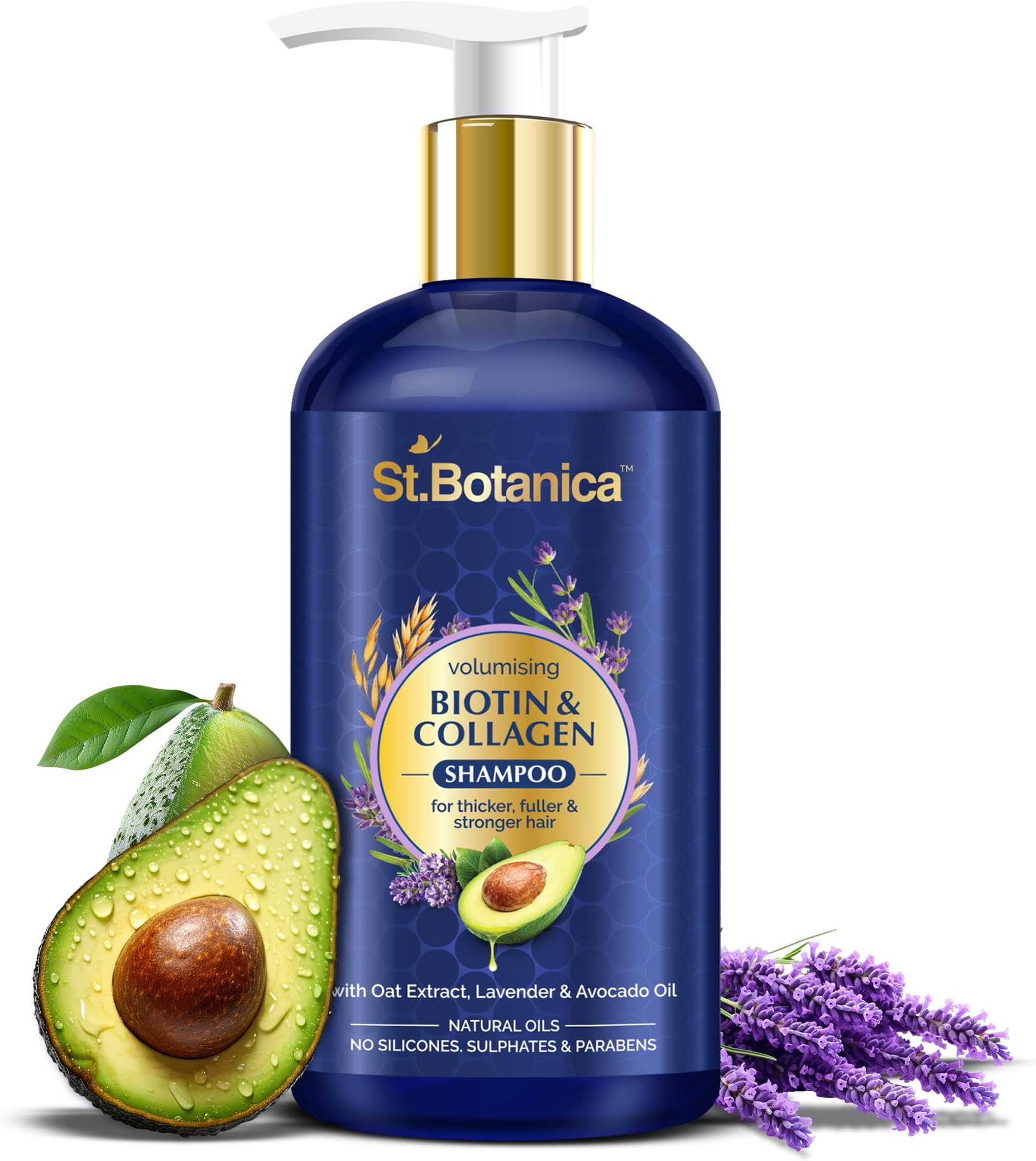 St.Botanica Biotin & Collagen Volumizing Hair Shampoo - 300Ml - No Sulphate, No Parabens, No Silicon