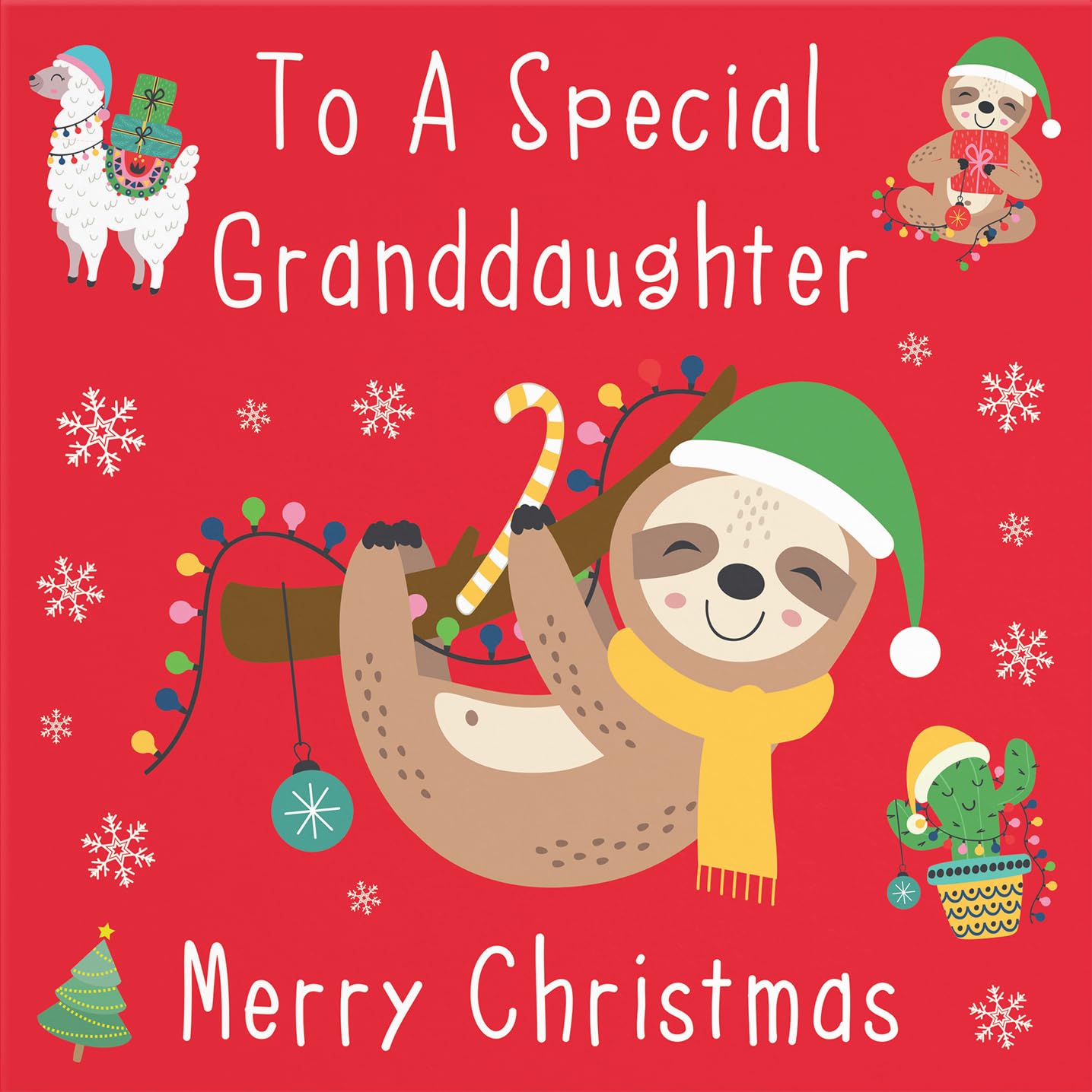 Hunts England - Granddaughter Christmas Card - To A Special Granddaughter - Merry Christmas - Sloth & Llama Collection - Funny Card - Image 2
