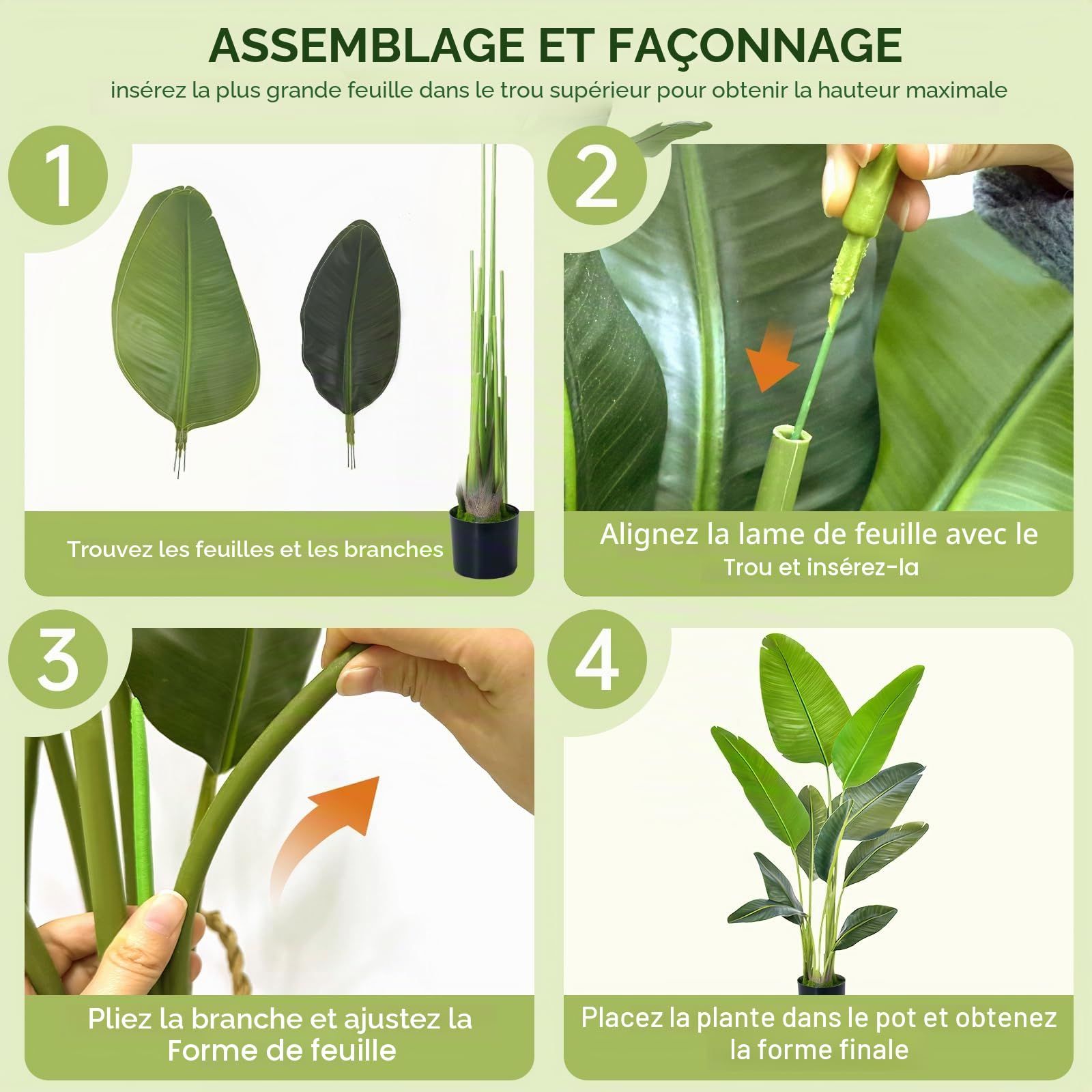 Grande plante artificielle 160 cm - Oiseau de paradis artificiel en pot - Fausses plantes - Plantes artificielles - Arbre artificiel - Palmier artificiel - Plante d'intérieur comme naturelle pour la