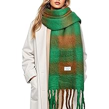 Womens Mohair Winter Scarf, Warm Scarfs for Women, Cashmere Feel Women Plaid Scarves, Winter Pashmina Shawls Wraps