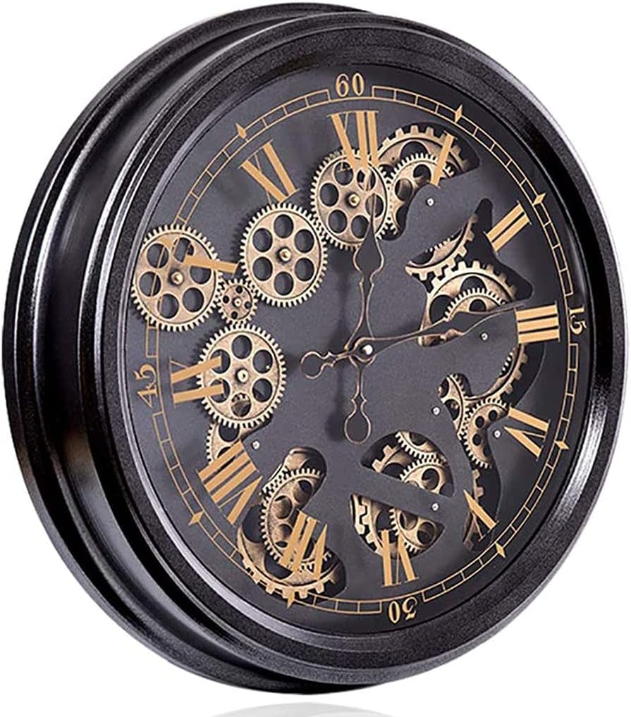 Wall Clock Home Wall Mounted Clock Tick Tick Wall Decor Wall Mounted Wall Clock Gears Clock Non-Ticking Large Home Wall Mounted Clock Tick Tick Wall Decor Wall Mounted Wall Clocks for Living Room Mo