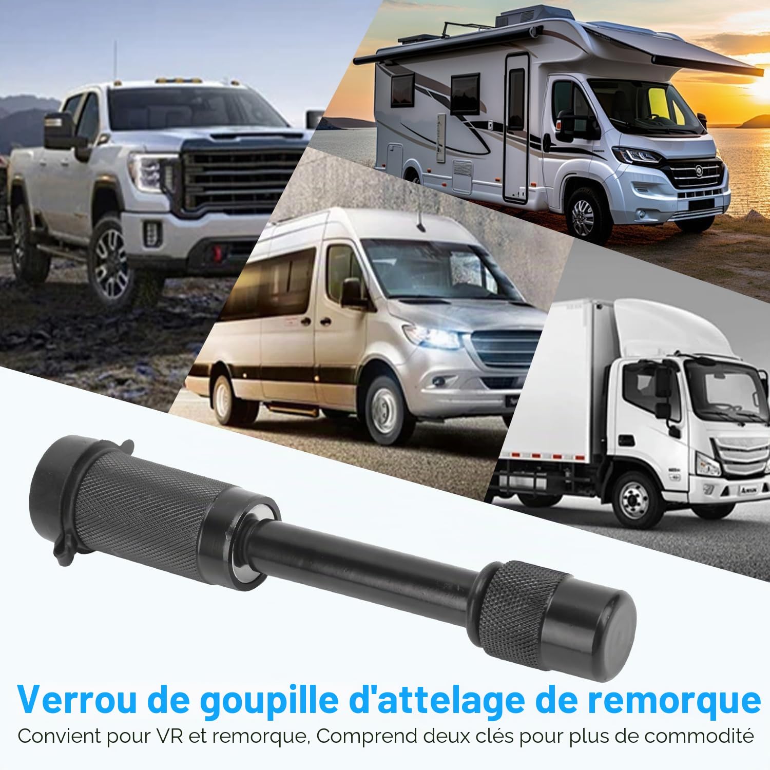 Antivol d’attelage de remorque 5/8", Verrou d'attelage Remorque en Aluminium Robuste avec 2 clés, pour Camion, Voiture, Bateau et remorque | antivol attelage remorque, sécurité caravane for camping-cars caravanes, protection vol remorque, voyage camping