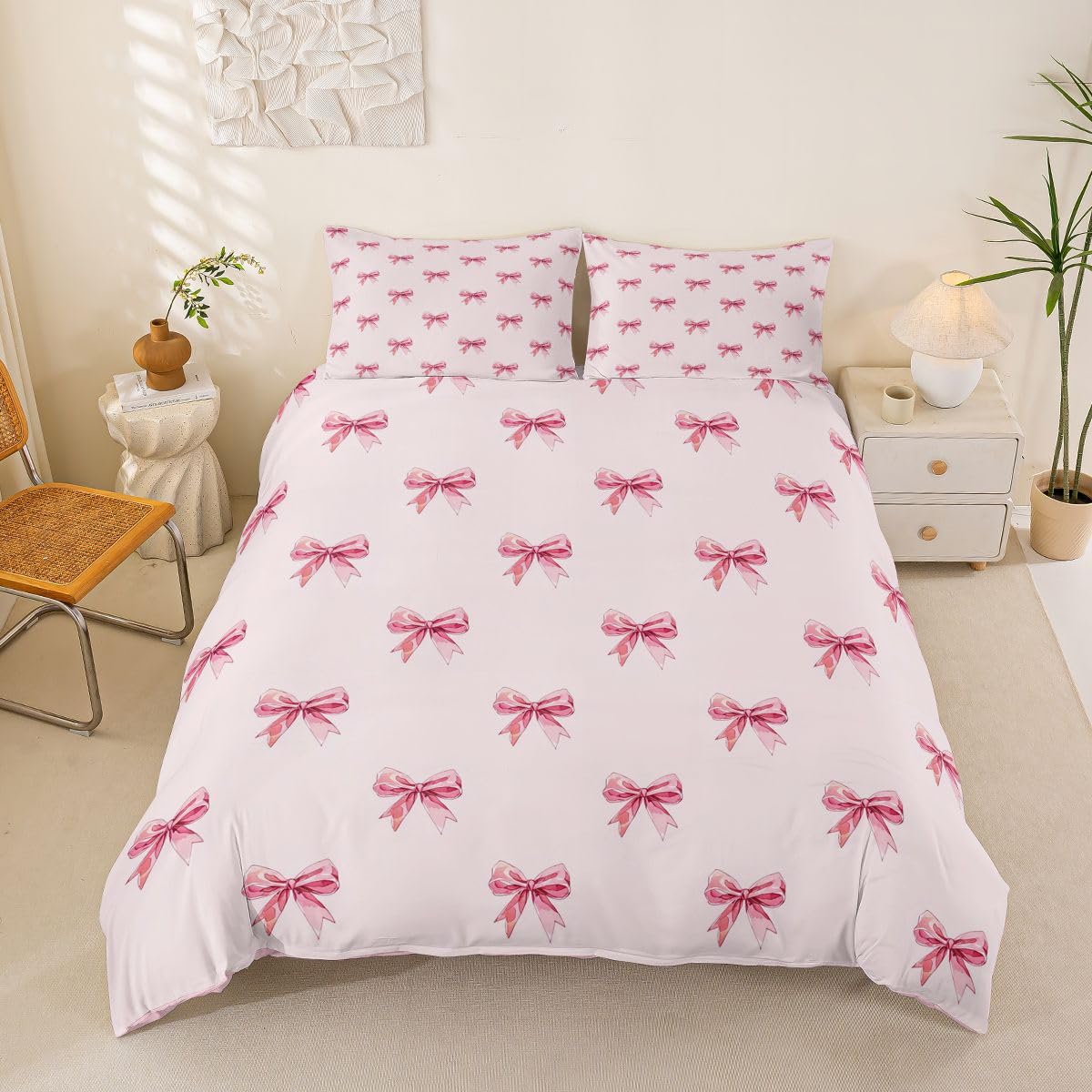 Housse de couette rose 200x200 en microfibre douce et thermorégulatrice
