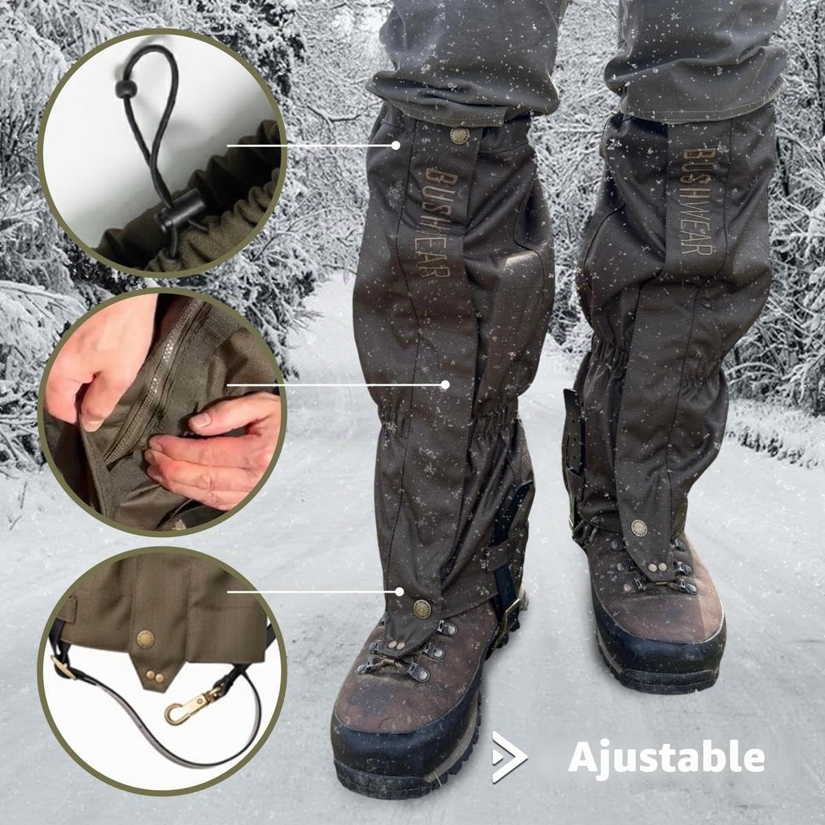 BushWear ThornGuard Pro Guêtres – Protection Imperméable et Anti-Ronces pour Jam