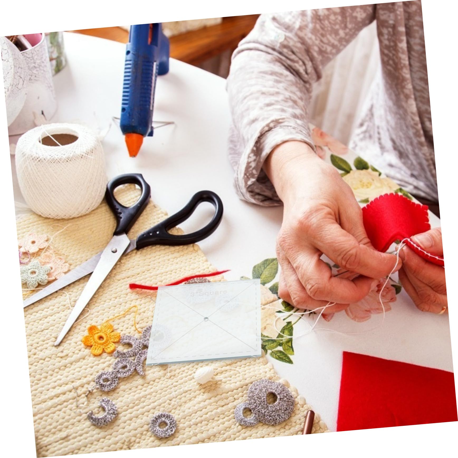 Hemobllo Strumenti per Cucire Patchwork in Acrilico 5 Pezzi, Righelli per Trapuntatura Multifunzione per Hobby Fai da Te, Adatti a Casa, Sartoria e Laboratorio Creativo