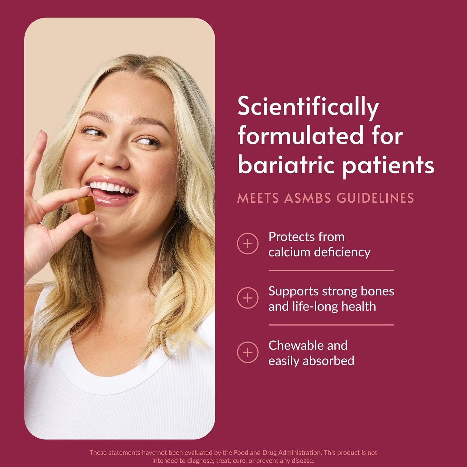 Bariatric Advantage Calcium Citrate Chewy Bites 500 mg - Highly Absorbable & Digestible - Vitamin D3 - Easily Chewable Calcium Supplement - Caramel Flavor - 90 Count - Image 2