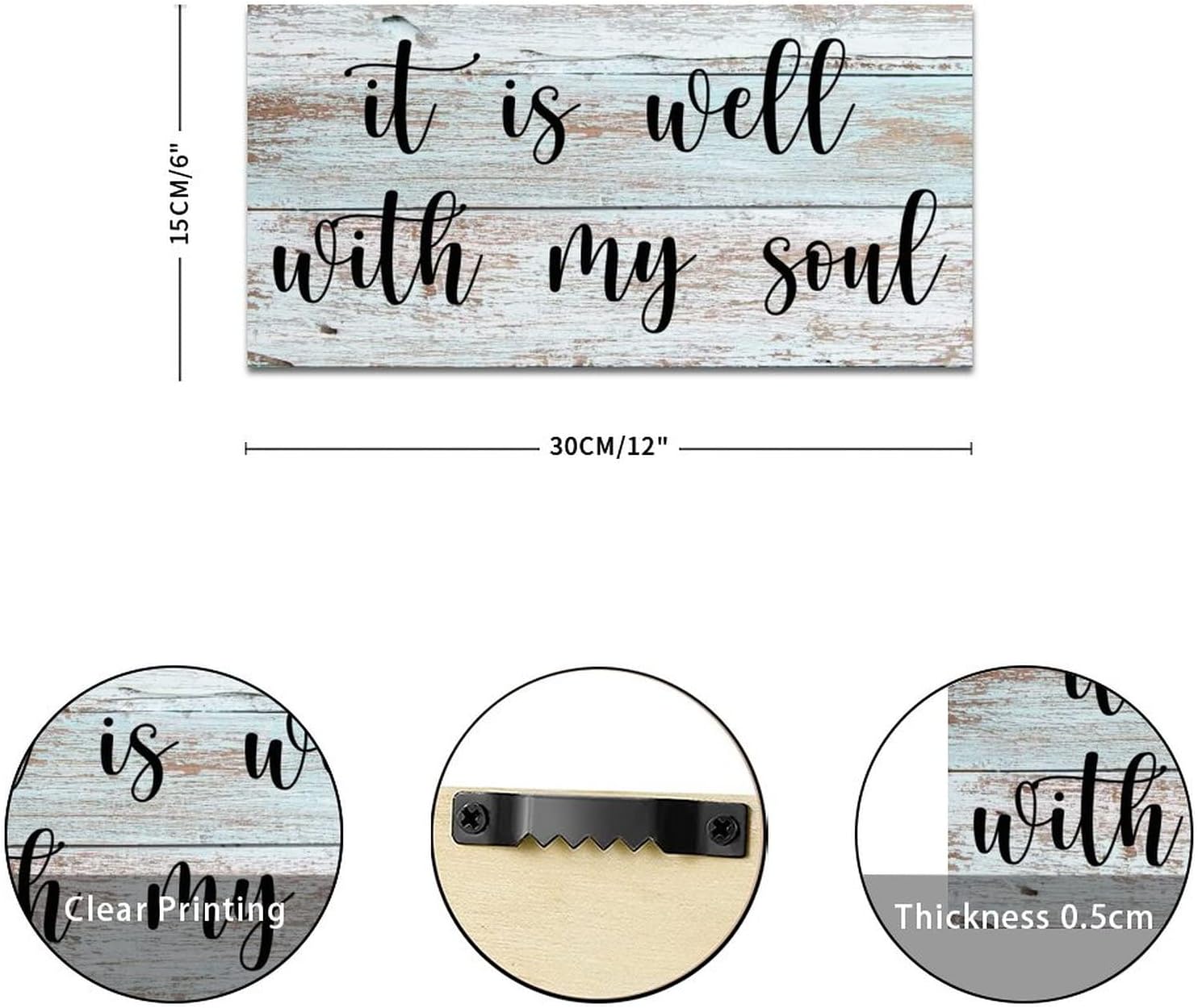 It Is Well with My Soul Wood Signs Retro Wall Plaque Funny Inspirational Quote Hanging Wall Art Sign Home Wall Decoration For Home Kitchen Bar Room Garage Bedroom Housewarming Gift 6x12in