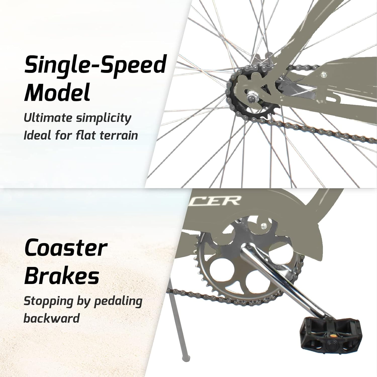 Tracer Bora 26-Inch Female/Men Beach Cruiser Bike Single-Speed Coaster Brake/7-Speed Disc Brake for Adults Multiple Colors