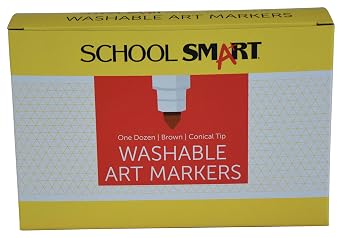School Smart Washable Art Markers, Conical Tip, Brown, Pack of 12