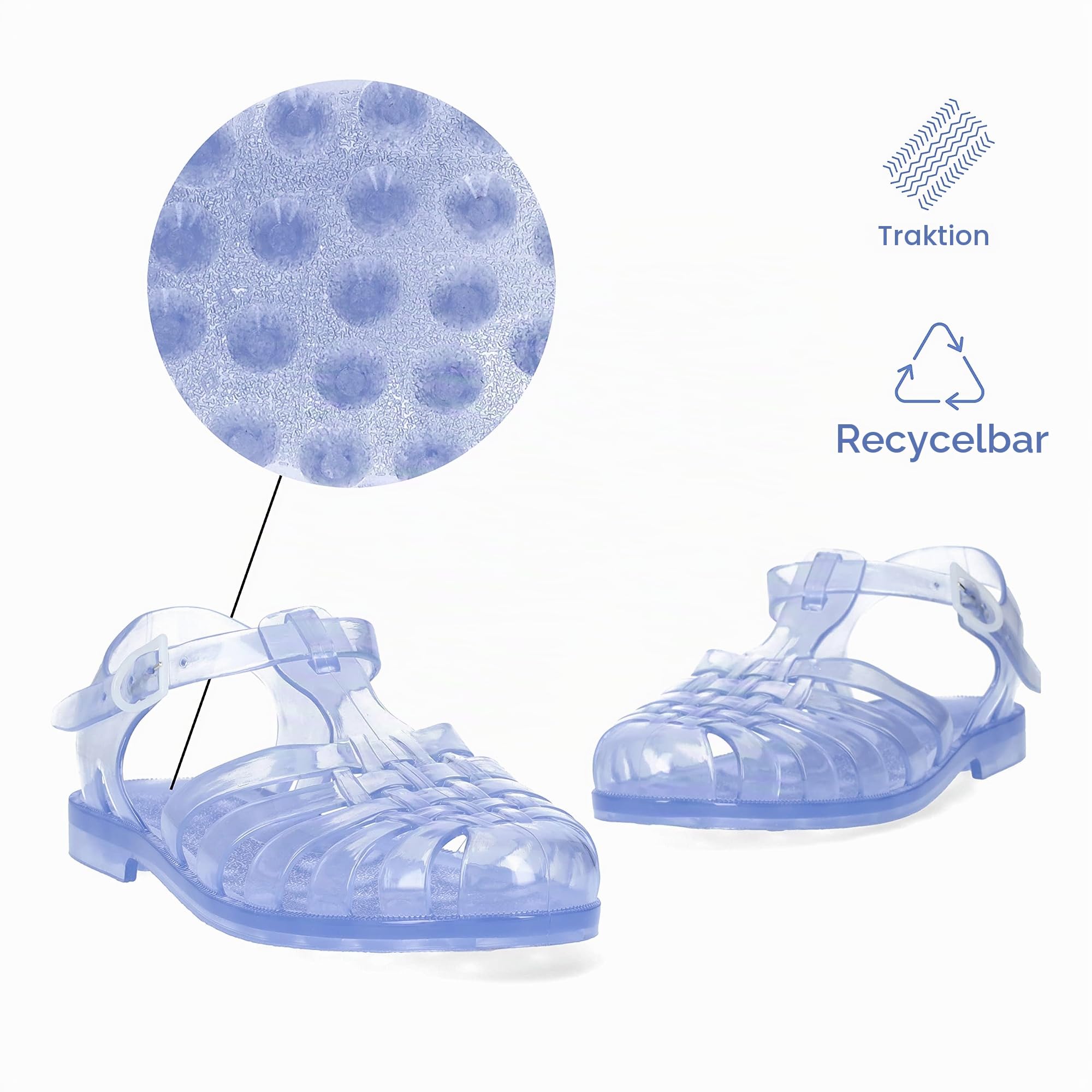 Andrés Machado - Unisex Sandalen - AM188 - aus robustem PVC mit verstellbarer Schnalle - Bequeme Sommerschuhe für Strand, Pool und Freizeit - Größen 32 bis 46 EU