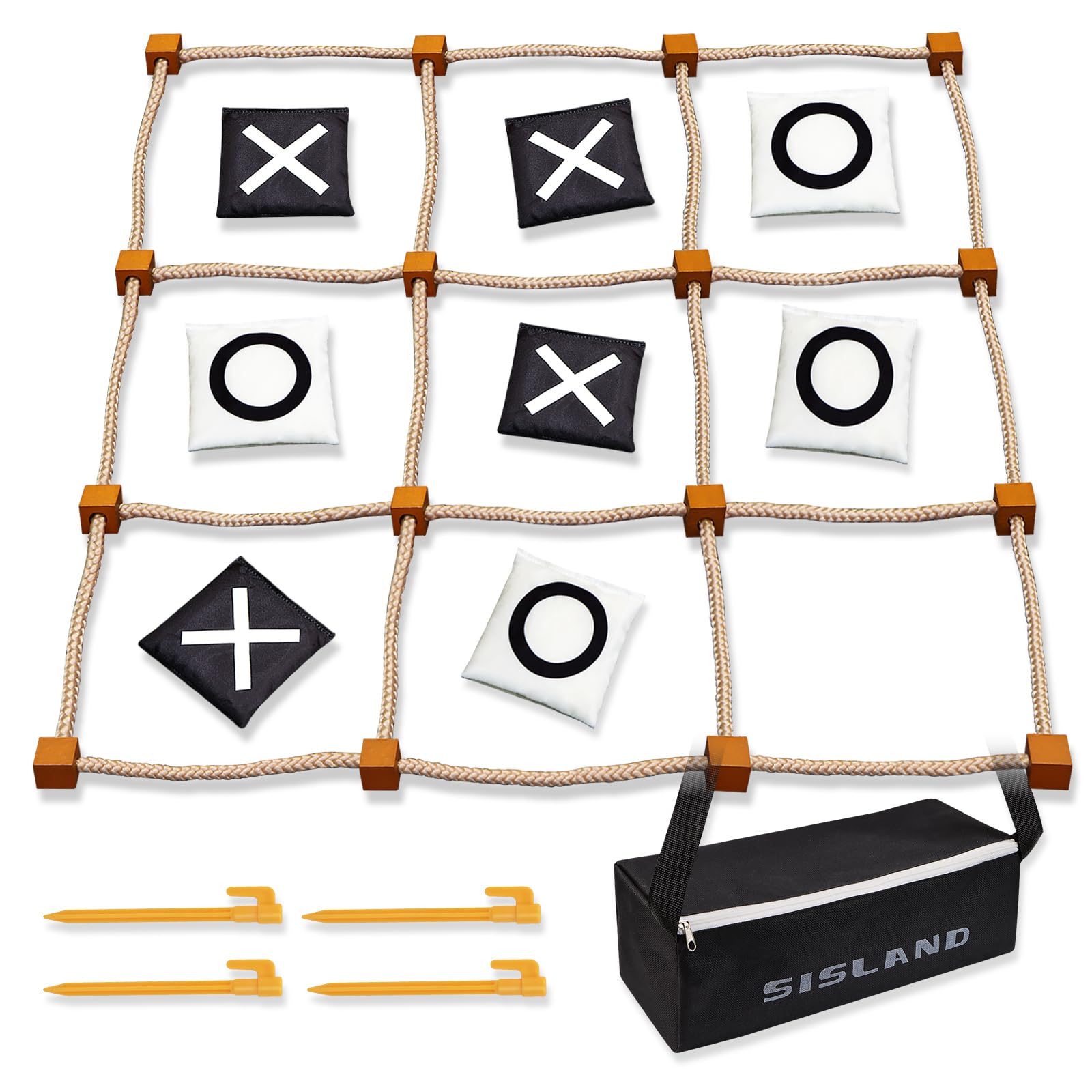 Sisland Giant Tic Tac Toe Outdoor Game, 4ft x 4ft Large Bean Bag Toss Game for Kids 8-12, Yard Backyard Camping Lawn Games for Adults