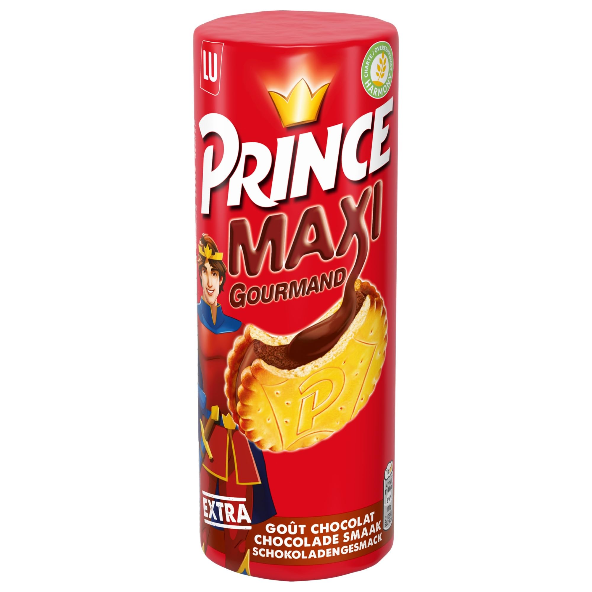 LU - Prince Maxi Gourmand - Biscuits Fourrés Goût Chocolat - Idéal Goûter, Petit Déjeuner, Snack - Lot de 12 Paquets de 250 g
