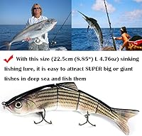 Vista 2 de Señuelos de pesca realistas de 4 segmentos grandes para lubina, señuelos artificiales para pesca, cebos duros artificiales para pesca, ideal