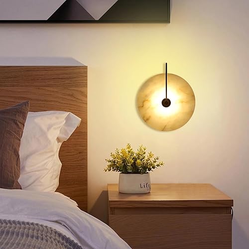 Miniatura 3 de Lámpara de pared de piedra de estilo nórdico, pantalla de mármol natural, aplique de pared, base de metal, luces de pared interior interior, estilo