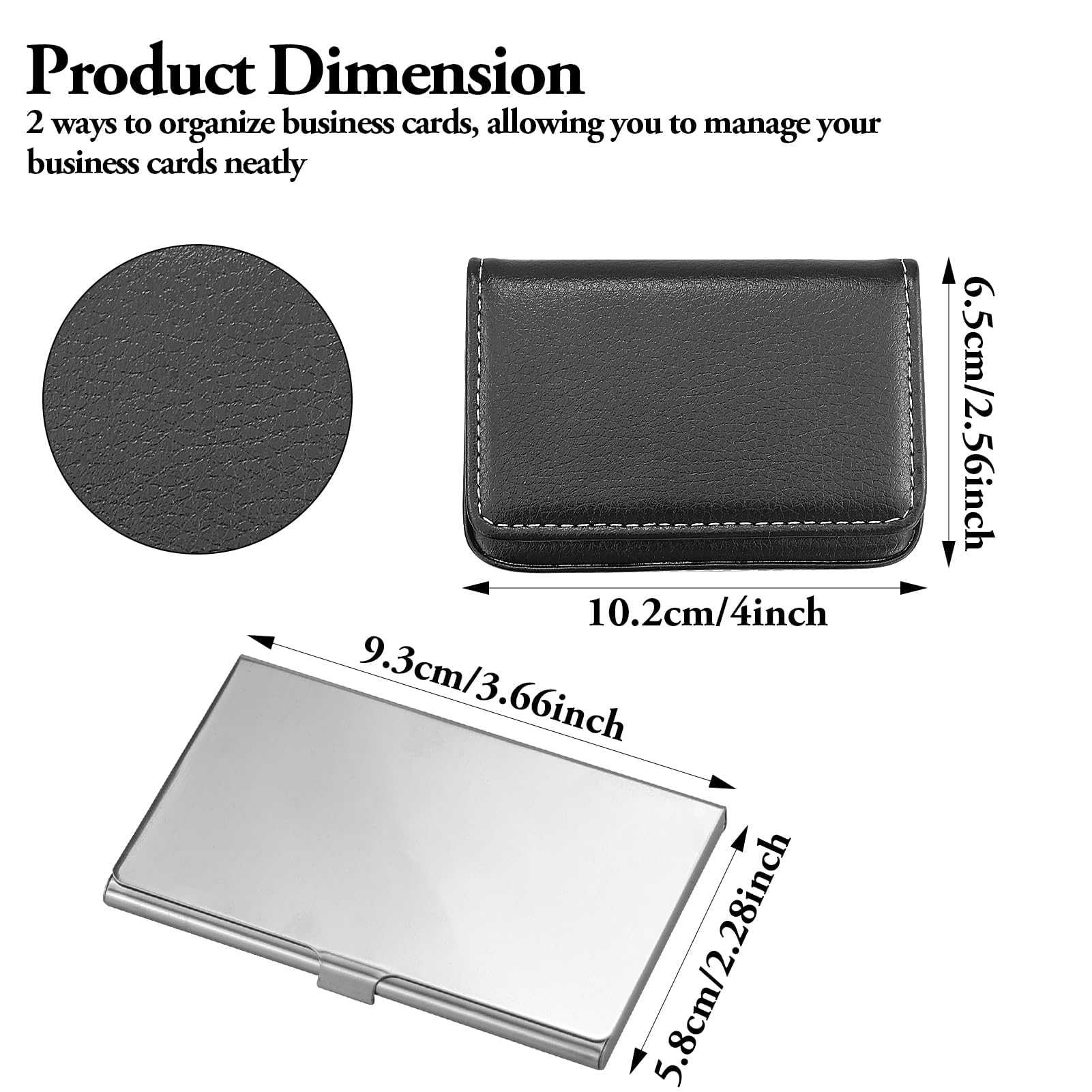 Tarjetero con estuches de tarjetas de visita de acero inoxidable, portarjetas de cuero PU premium con cierre magnético, almacenamiento cuidadoso de sus tarjetas, tarjetero negro para damas y