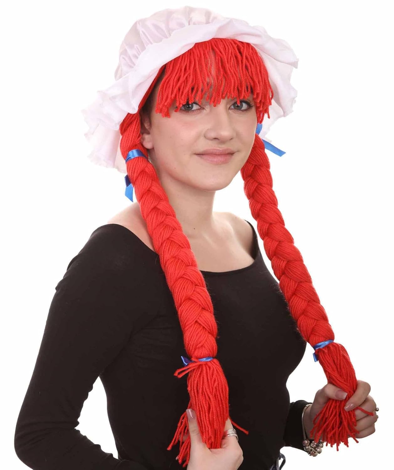 Women's Red Storybook Fairytale Wig - Braided Rag Doll Style - Flame -Retardant Synthetic Fiber Wig