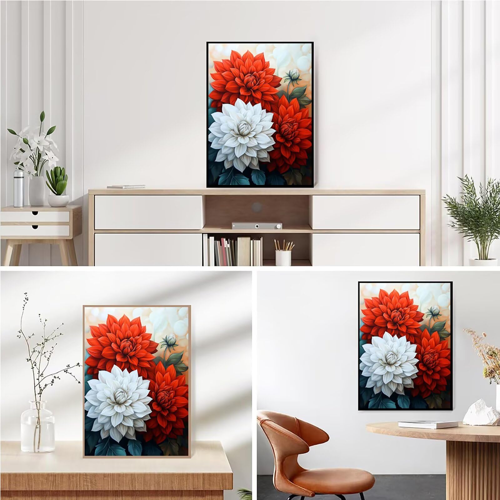 Diamond Painting Kit Completo, Diamond Painting Fiori, 5D Quadrato Pittura Diamante Kit Manualidades Adultos DIY Diamantini Crystal Art Disegni Ricamo Punto Croce Artigianale, 60x90cm Retrò j0-792