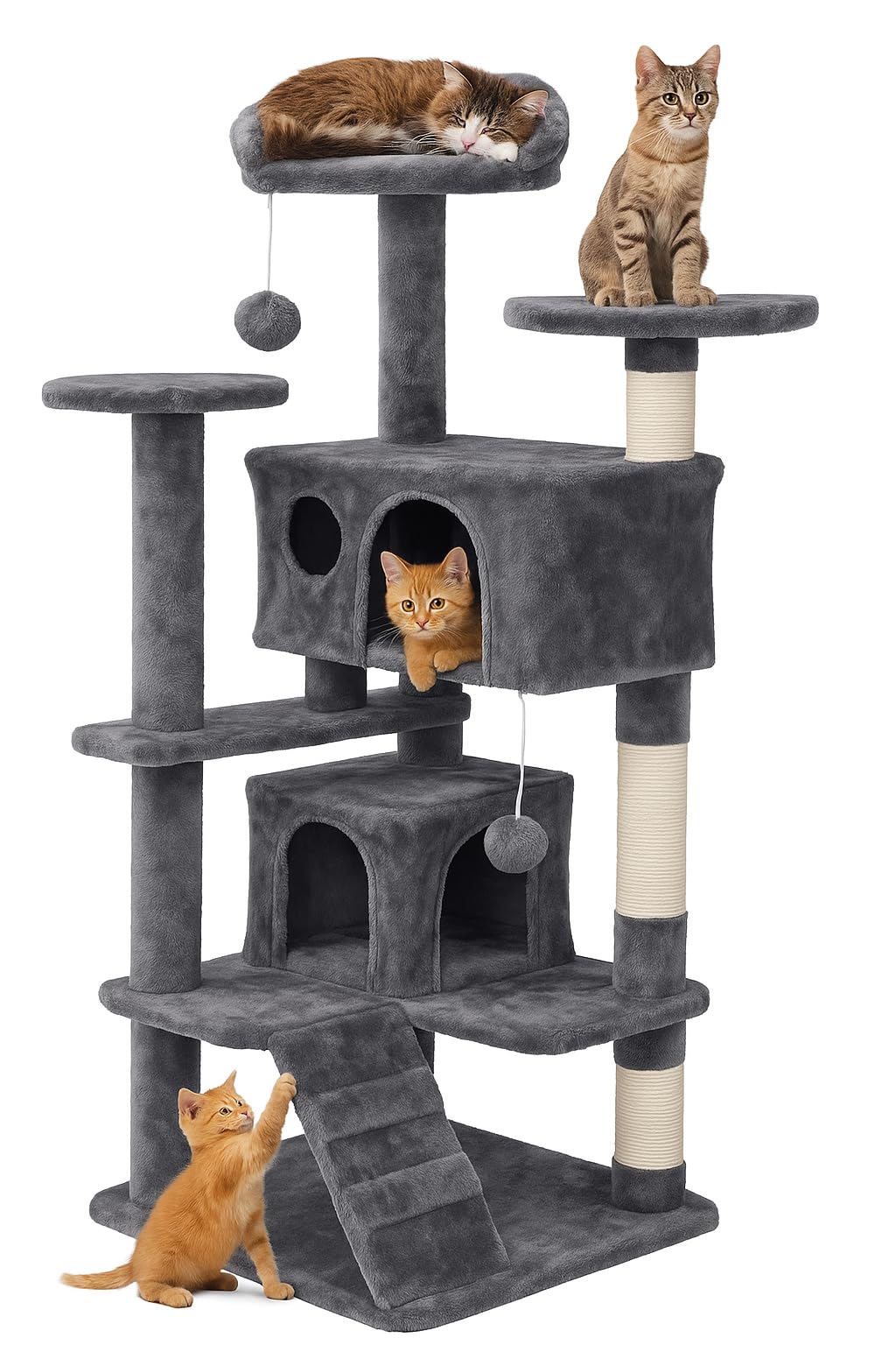 Multi-Level Cat Tree for Kittens and Small/Medium Cats – Sturdy Cat Tower with Fluffy Condos, Sisal Scratching Posts, Top Perches & Plush Covering – Safe & Easy-to-Assemble Cat Condo for Indoor Fun — image 1