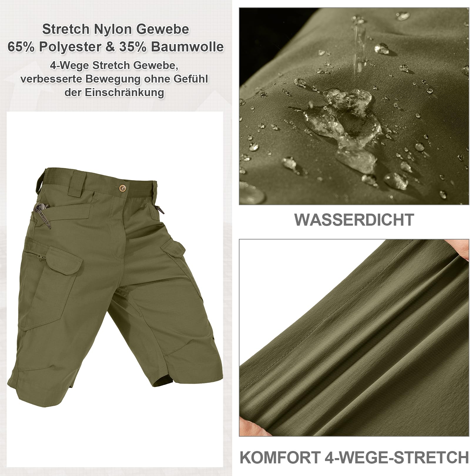 Pantaloncini Cargo Uomo Leggeri & Traspiranti, Asciugatura Rapida, Short da Trekking con Multiple Tasche, Protezione UV 50+ per Escursionismo, Campeggio, Pesca