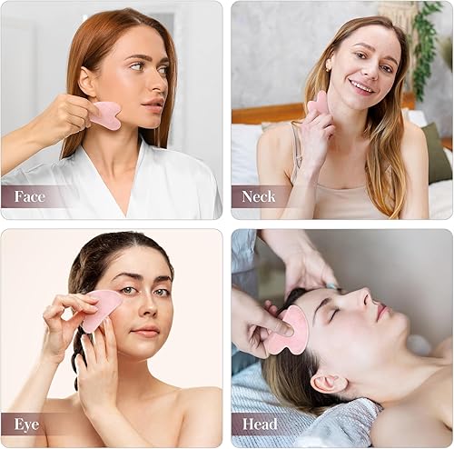 Vista 22 de rosenice Gua Sha Herramientas Faciales Natural Gua Sha Jade Piedra para el Cuidado de la Piel Facial Cuerpo para SPA