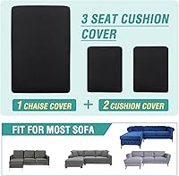 Vista 6 de Fundas para sofá modular, 3 piezas elásticas antideslizantes en forma de L, fundas de cojín separadas para sofá para sofá seccional izquierdo o Negro