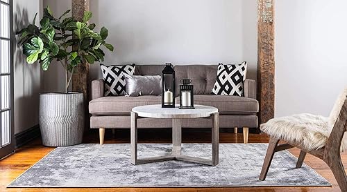 Miniatura 3 de Unique Loom Metro Collection - Alfombra abstracta de transición con piedra de cemento, 5 x 8 pies, gris claromarfil