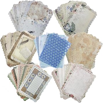 75 Sheets of Scrapbook Paper, AIFUDA Lace Edged Vintage Journaling Scrapbooking&Mesh Textured Paper Assorted Set for for Journal Embellishment Supplies DIY Craft Room Decor Wall