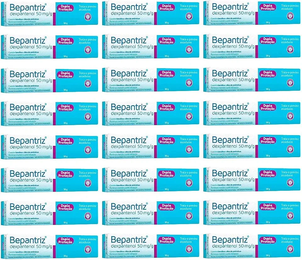 Bepantriz Kit 24 Pomada Dermatológica Dexpantenol 30g - Prevenção e Tratamento de Fissuras, Evita Perda de Água, Auxilia Renovação Natural